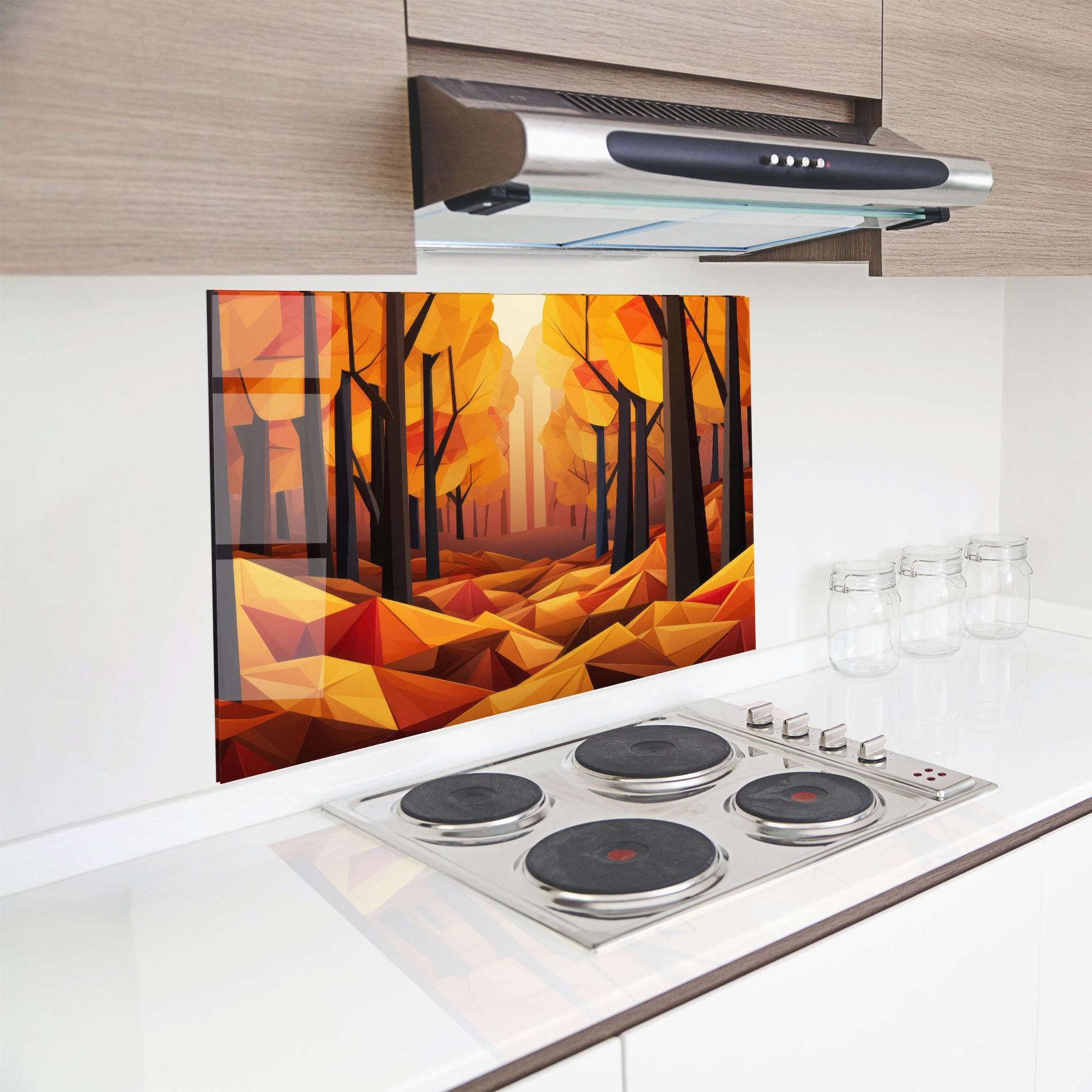 Küchenrückwand Glas Autumn Shapes mockup 8