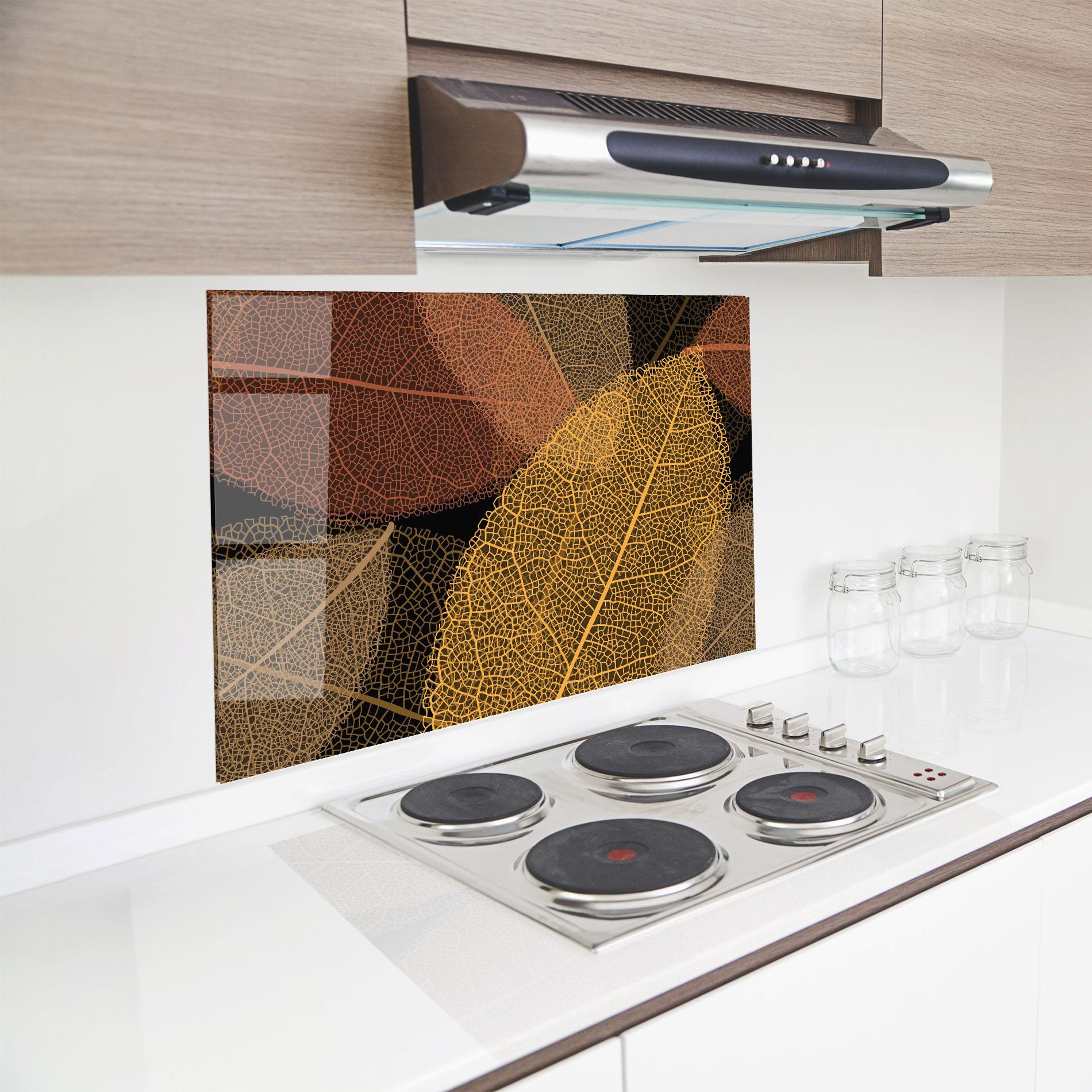 Küchenrückwand Glas Leaves Pattern mockup 8