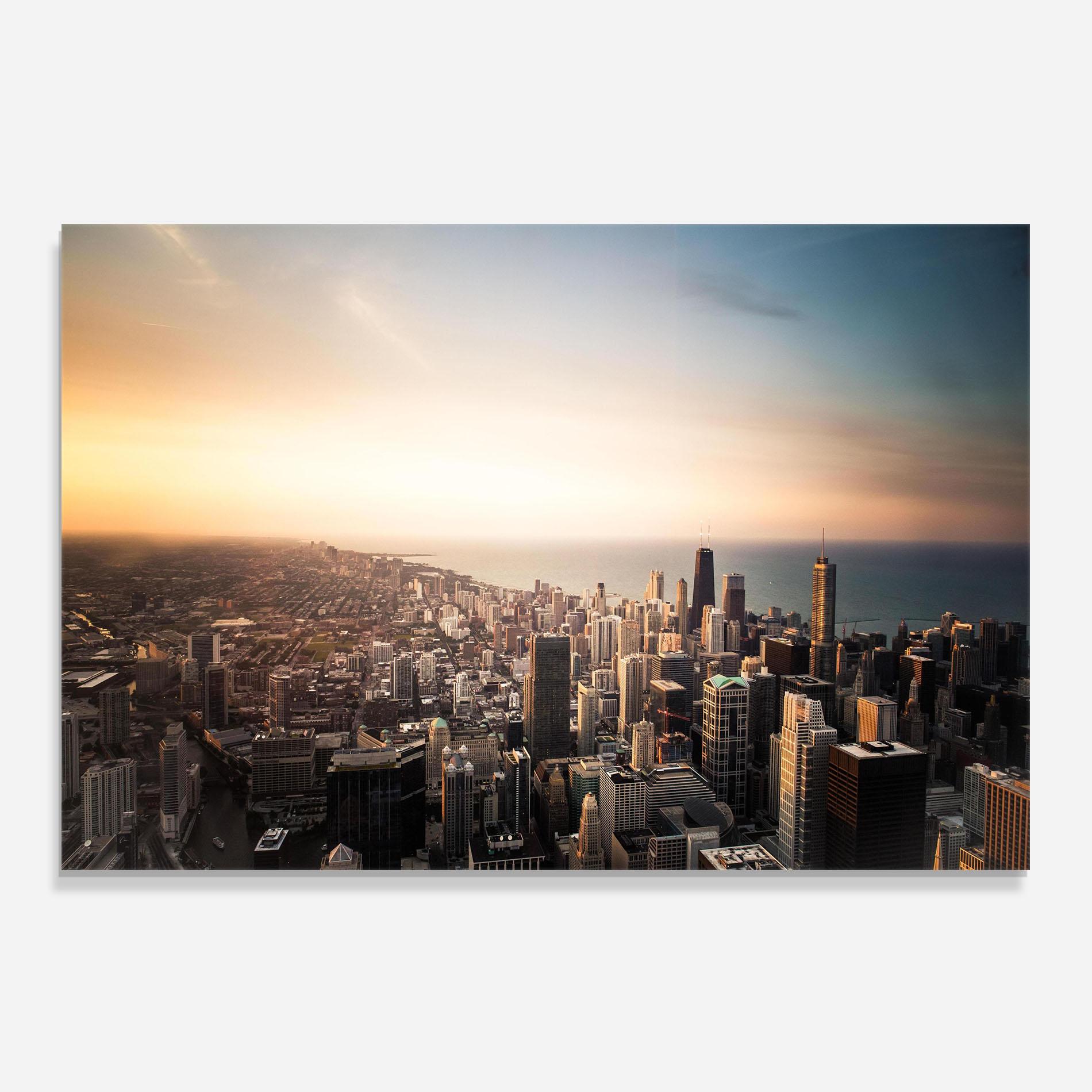 Küchenrückwand Glas City Buildings mockup 0