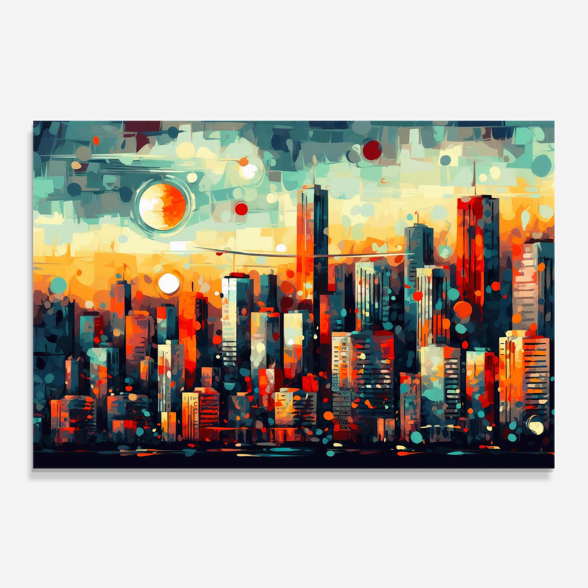 Küchenrückwand Glas Colorful City Painting mockup 0