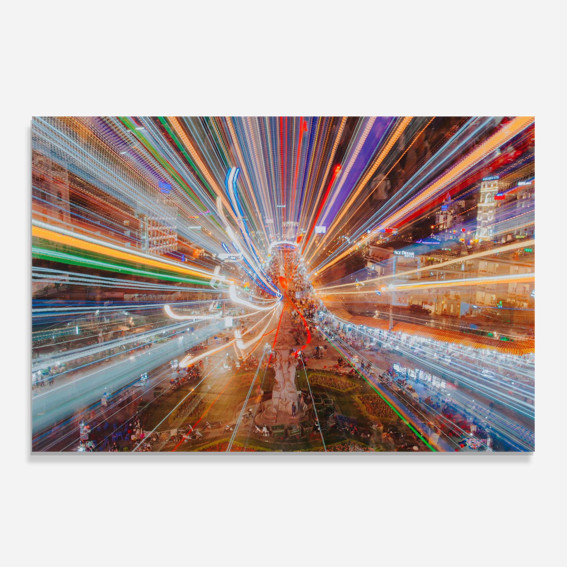 Küchenrückwand Glas Colorful Light City mockup 0