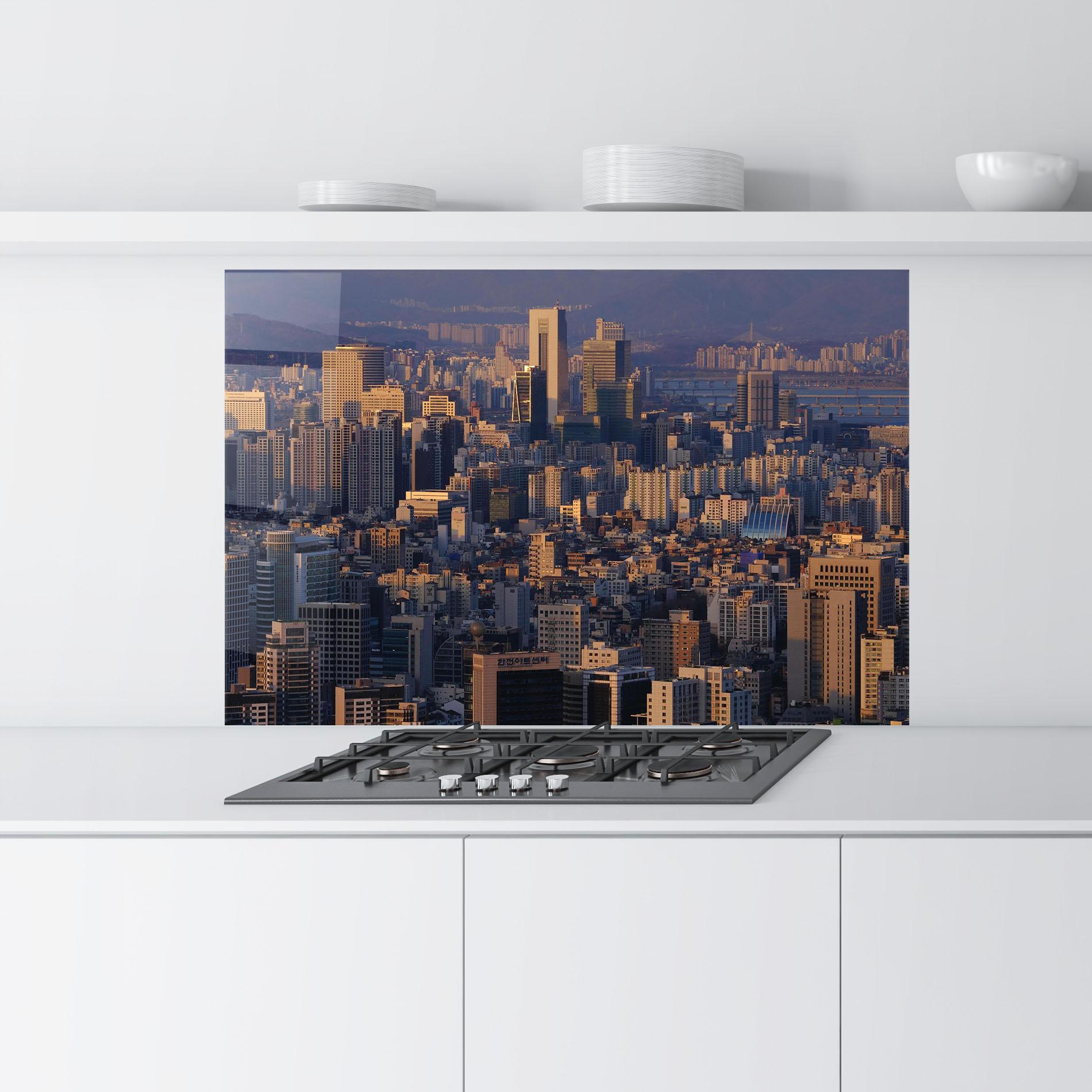 Küchenrückwand Glas Big City mockup 9