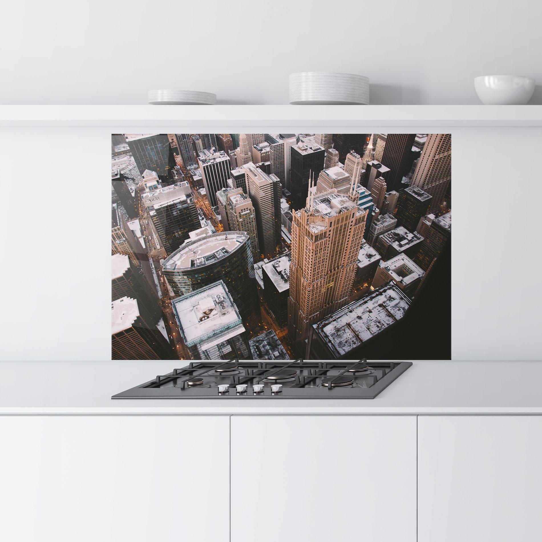 Küchenrückwand Glas Brown Tall Building mockup 9