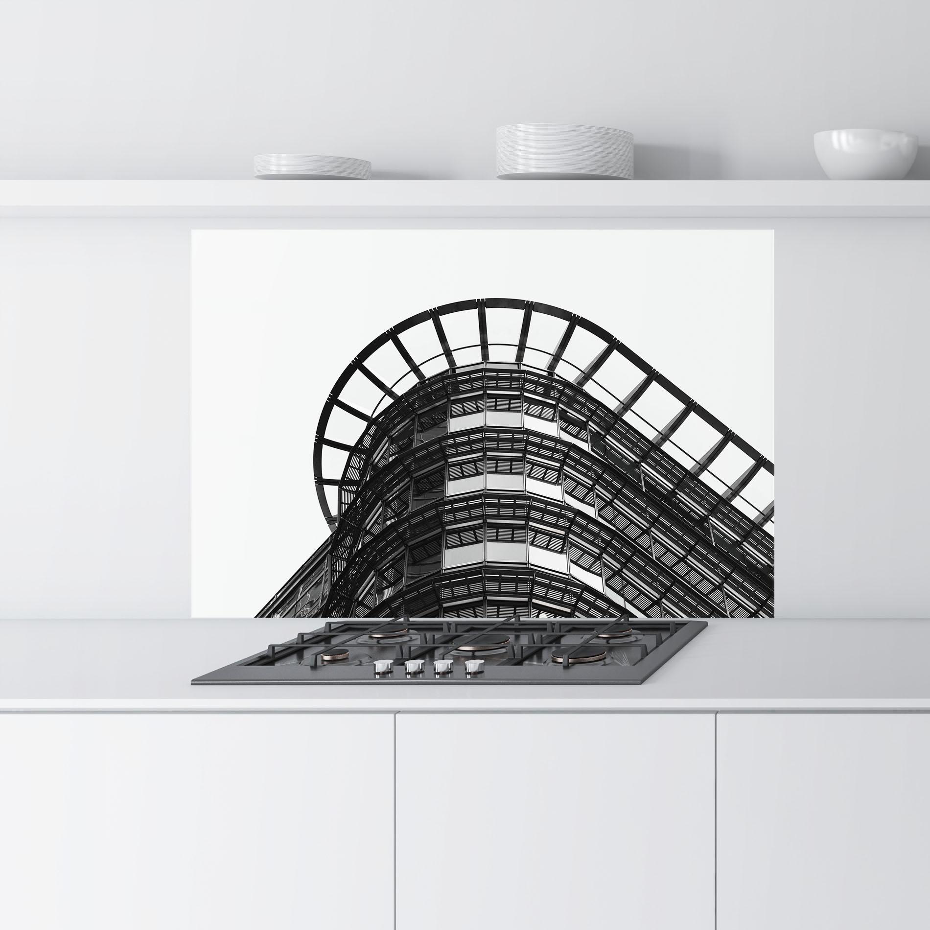 Küchenrückwand Glas Circle Grey Tower mockup 9