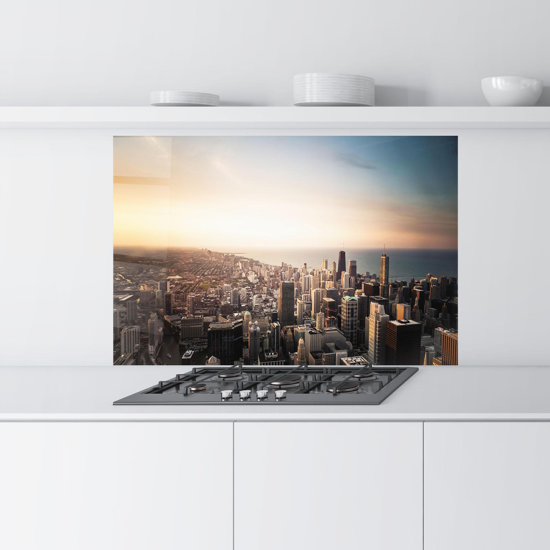 Küchenrückwand Glas City Buildings mockup 9