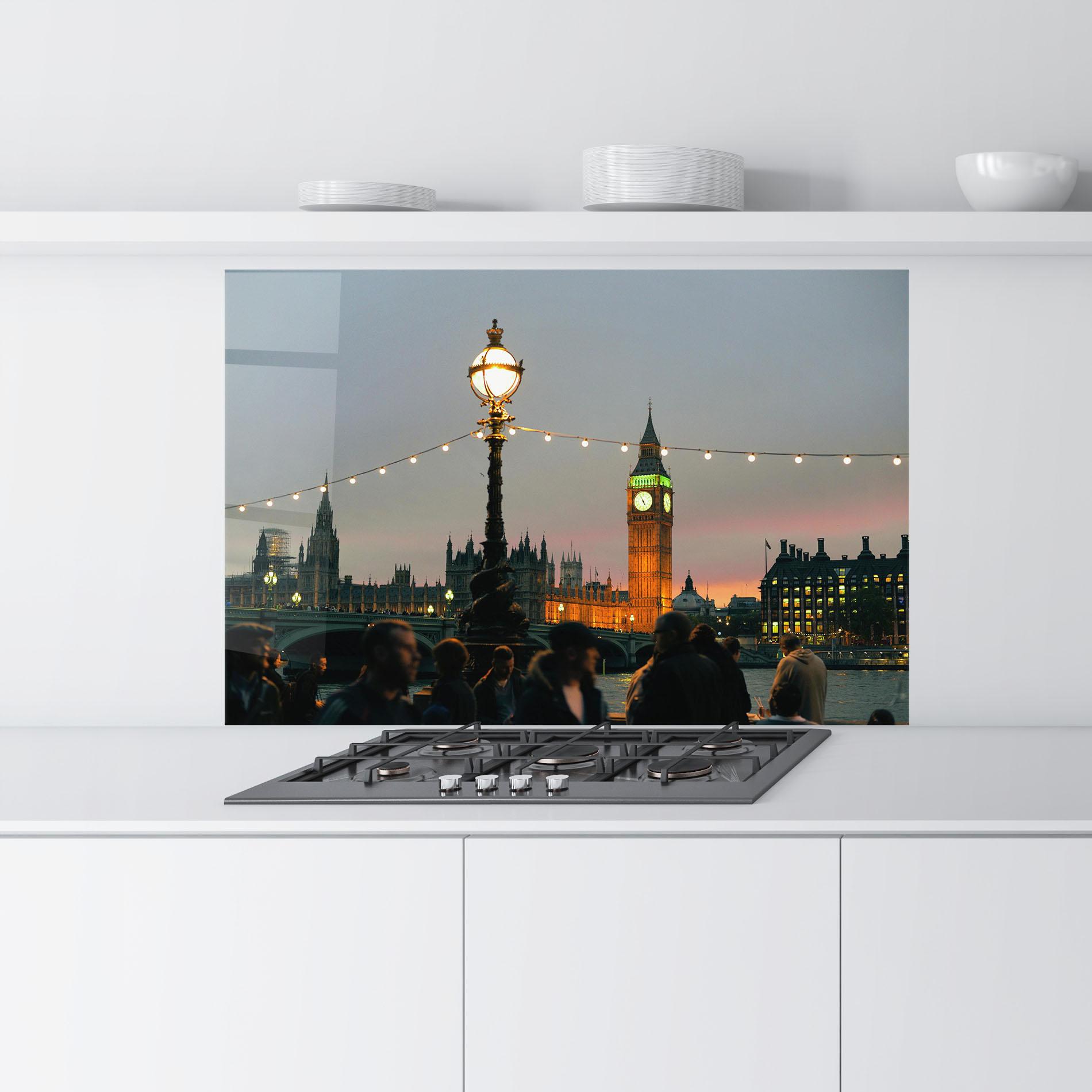 Küchenrückwand Glas Clock Lights mockup 9