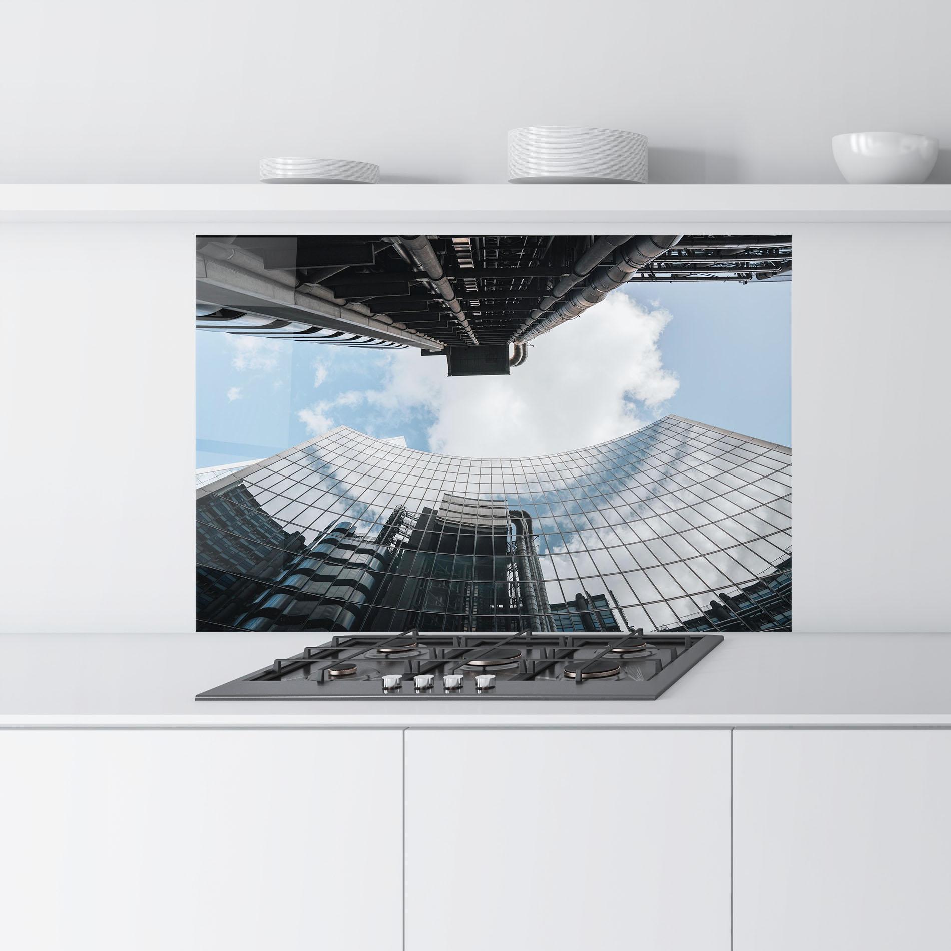 Küchenrückwand Glas Cloud Big Building mockup 9