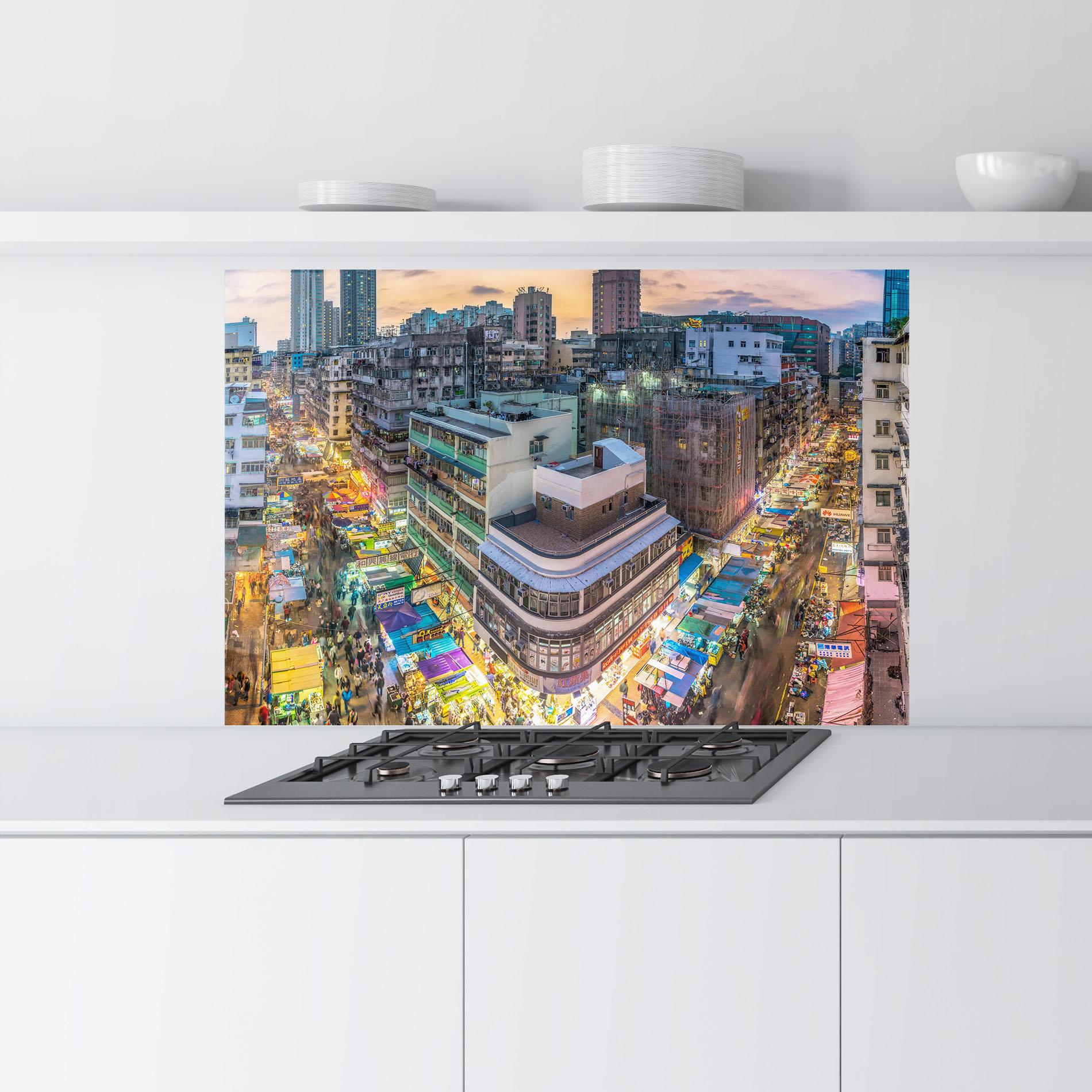 Küchenrückwand Glas Colorful Building mockup 9