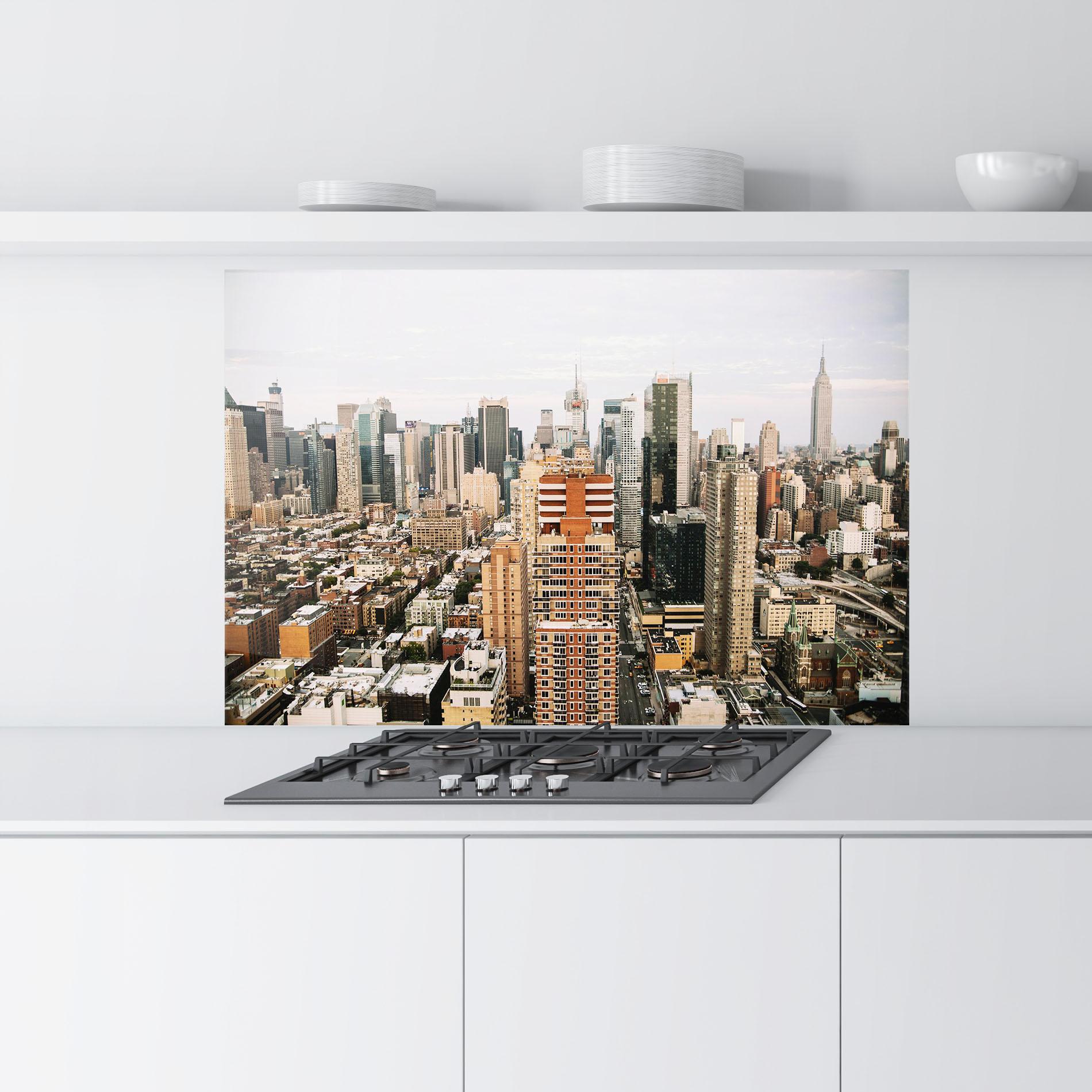 Küchenrückwand Glas Cream Orange Building mockup 9