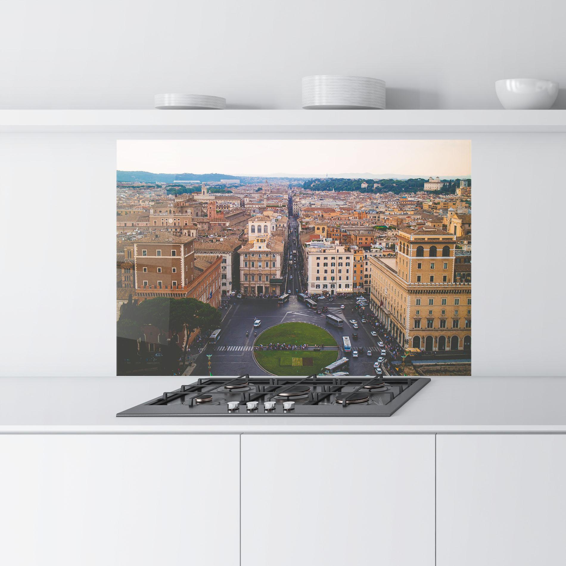 Küchenrückwand Glas Green Circle City mockup 9