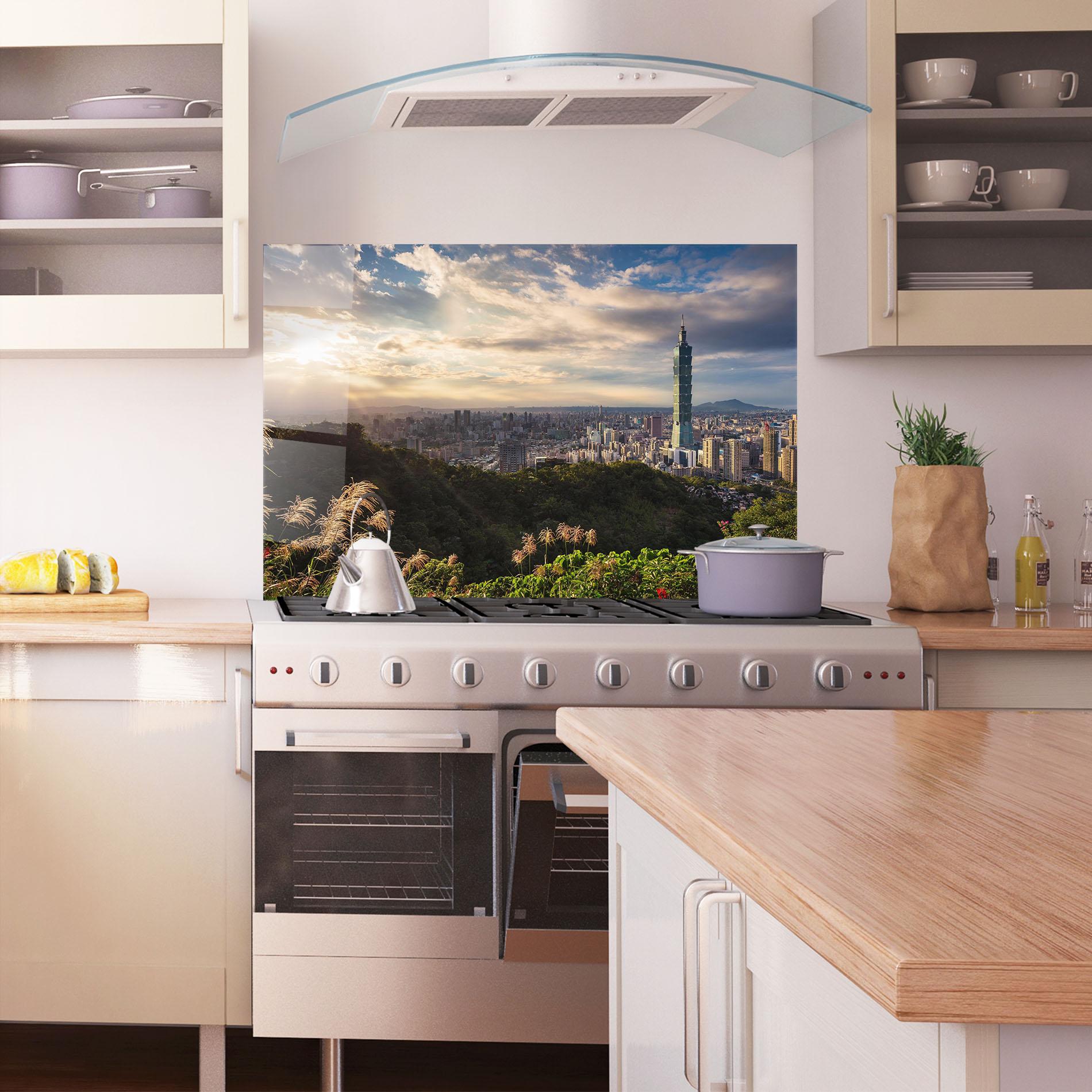 Küchenrückwand Glas Big Building Daylight mockup 1