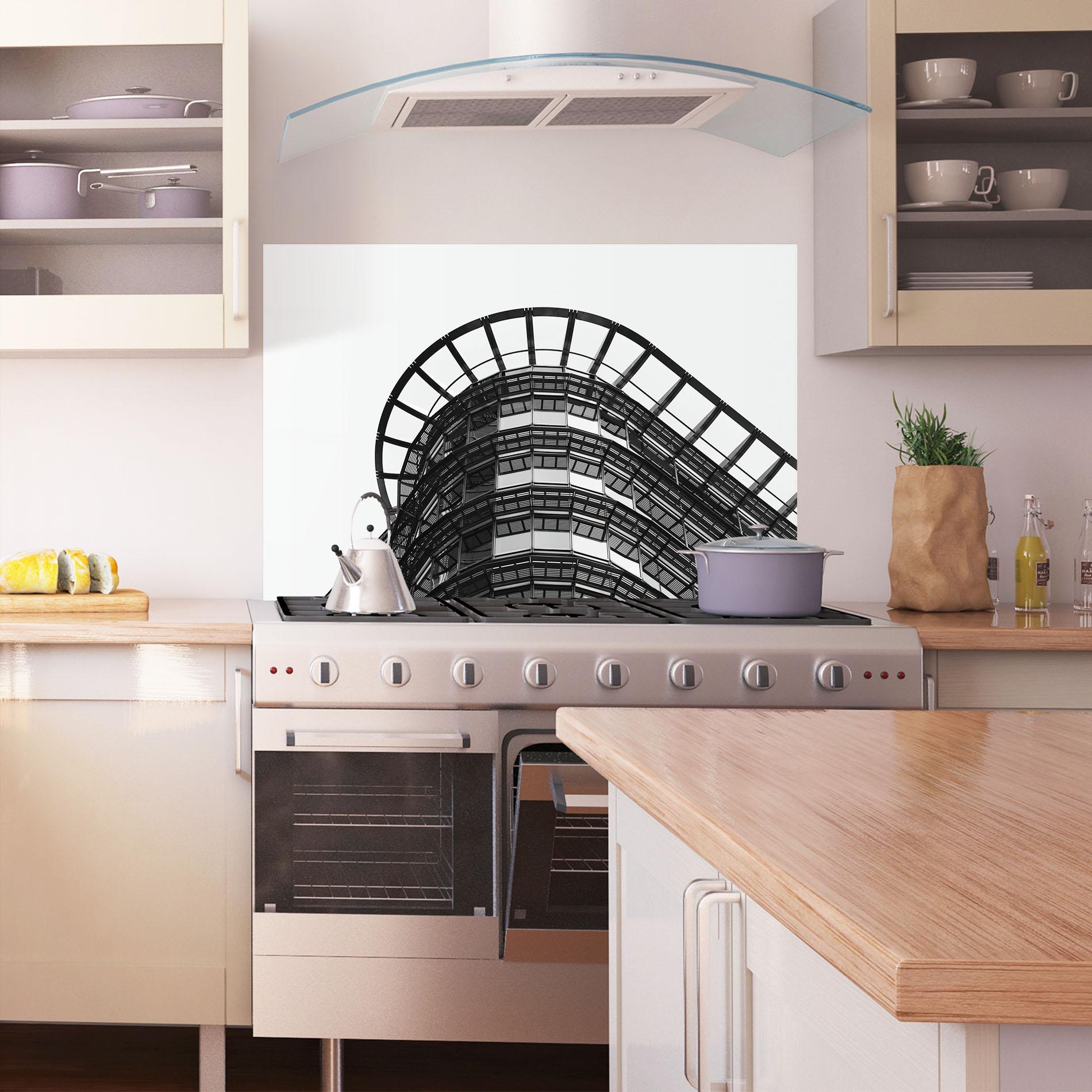 Küchenrückwand Glas Circle Grey Tower mockup 1