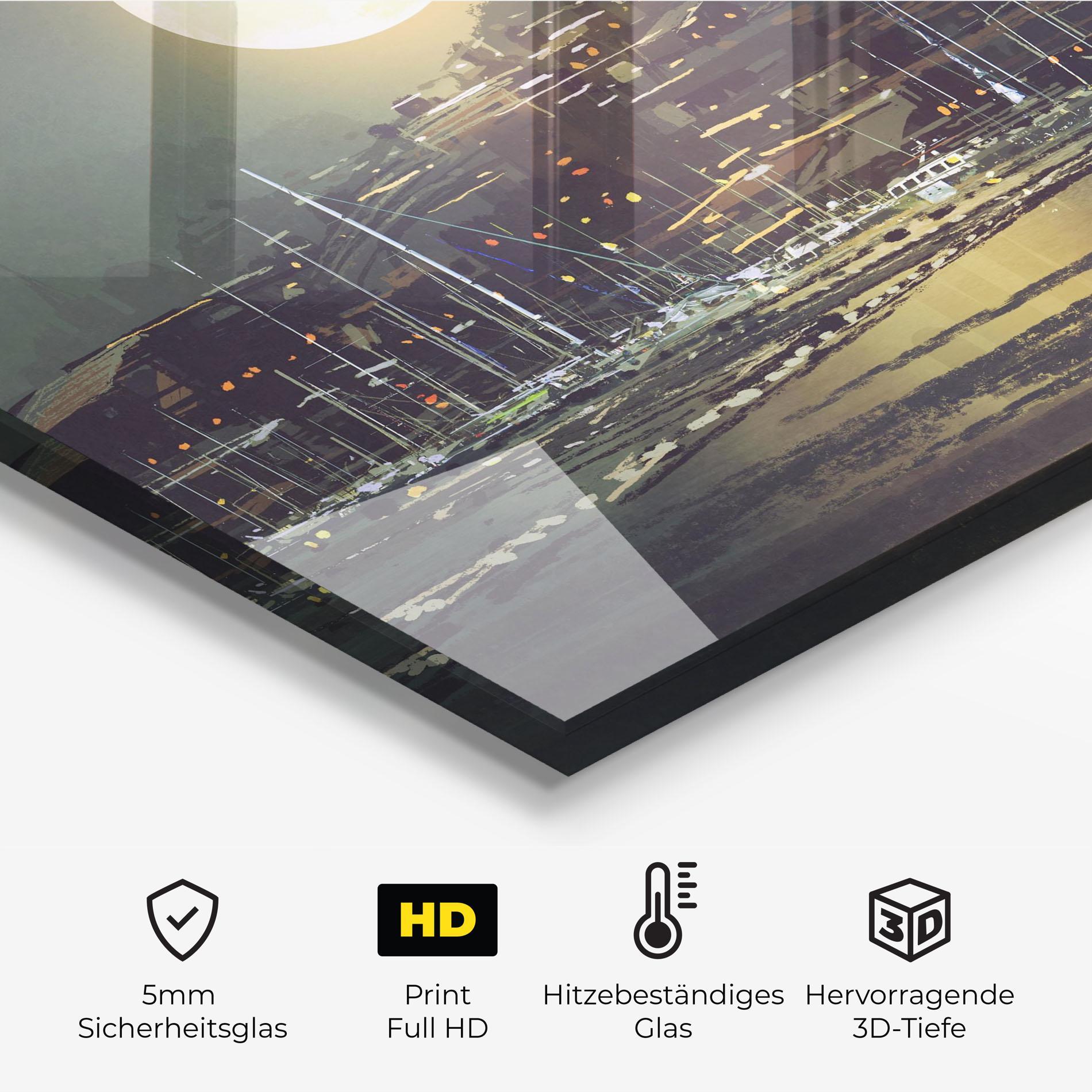 Küchenrückwand Glas City Port mockup 2