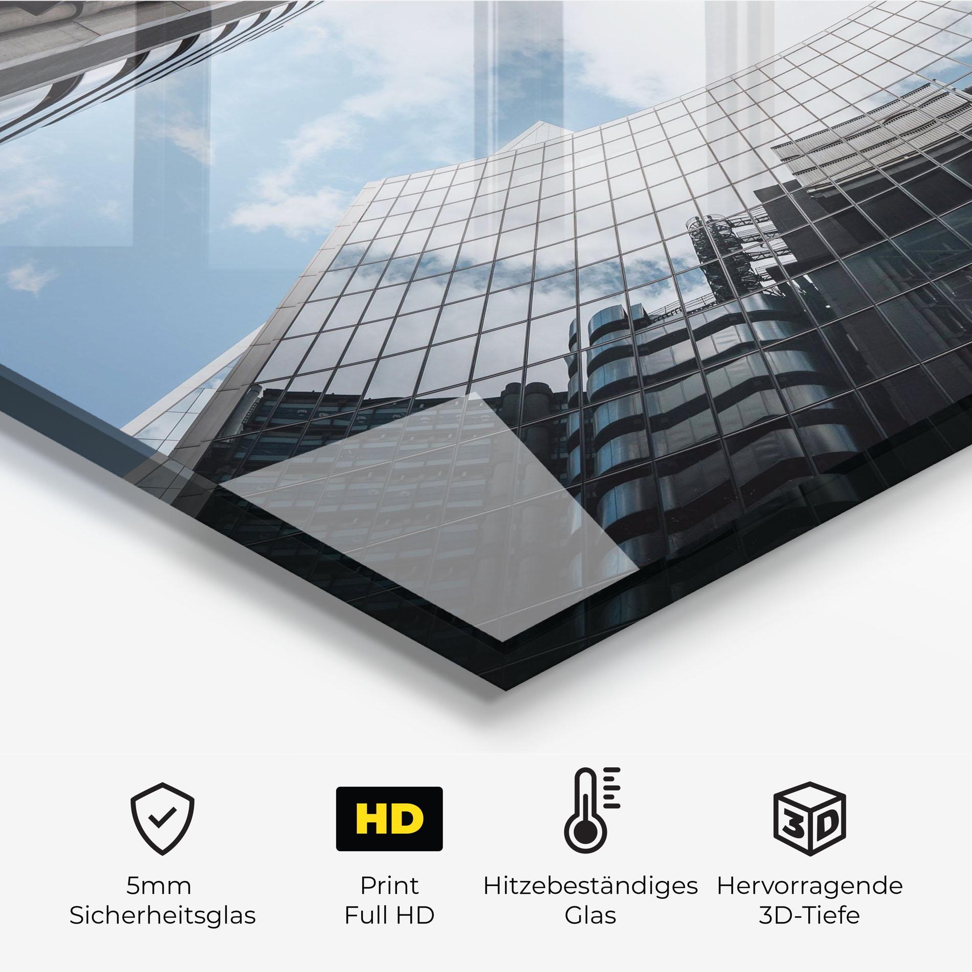 Küchenrückwand Glas Cloud Big Building mockup 2