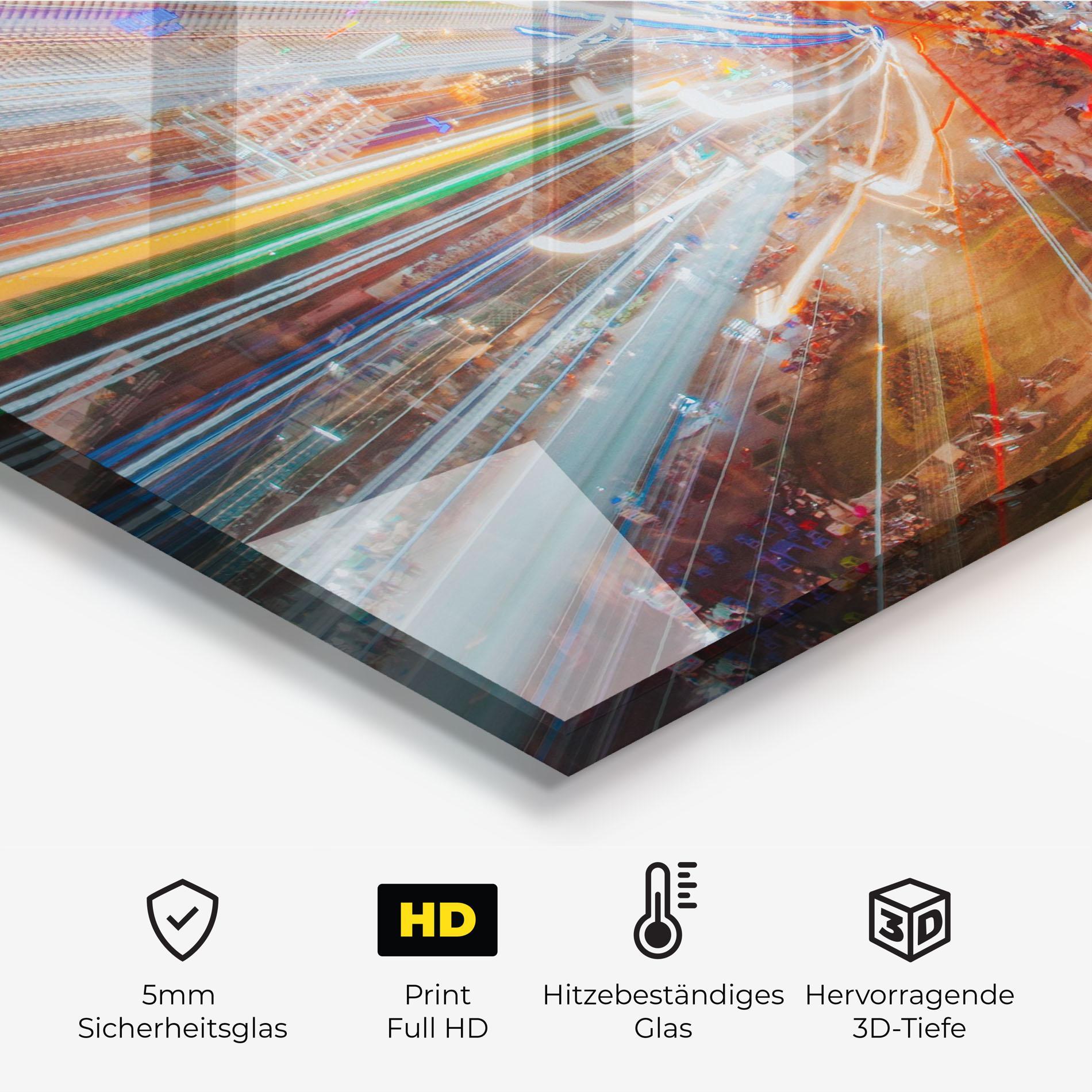 Küchenrückwand Glas Colorful Light City mockup 2