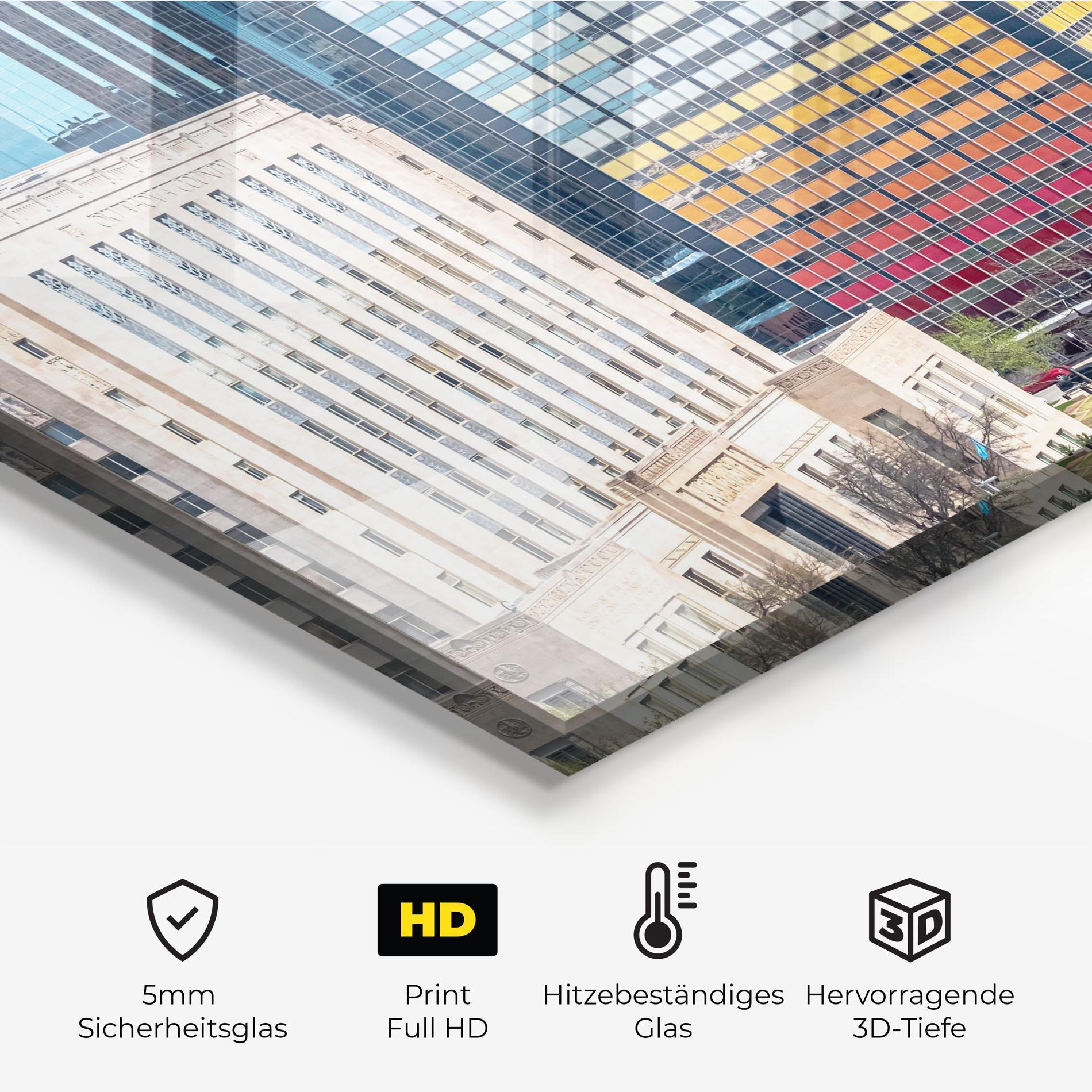 Küchenrückwand Glas Colorful Urban Building mockup 2