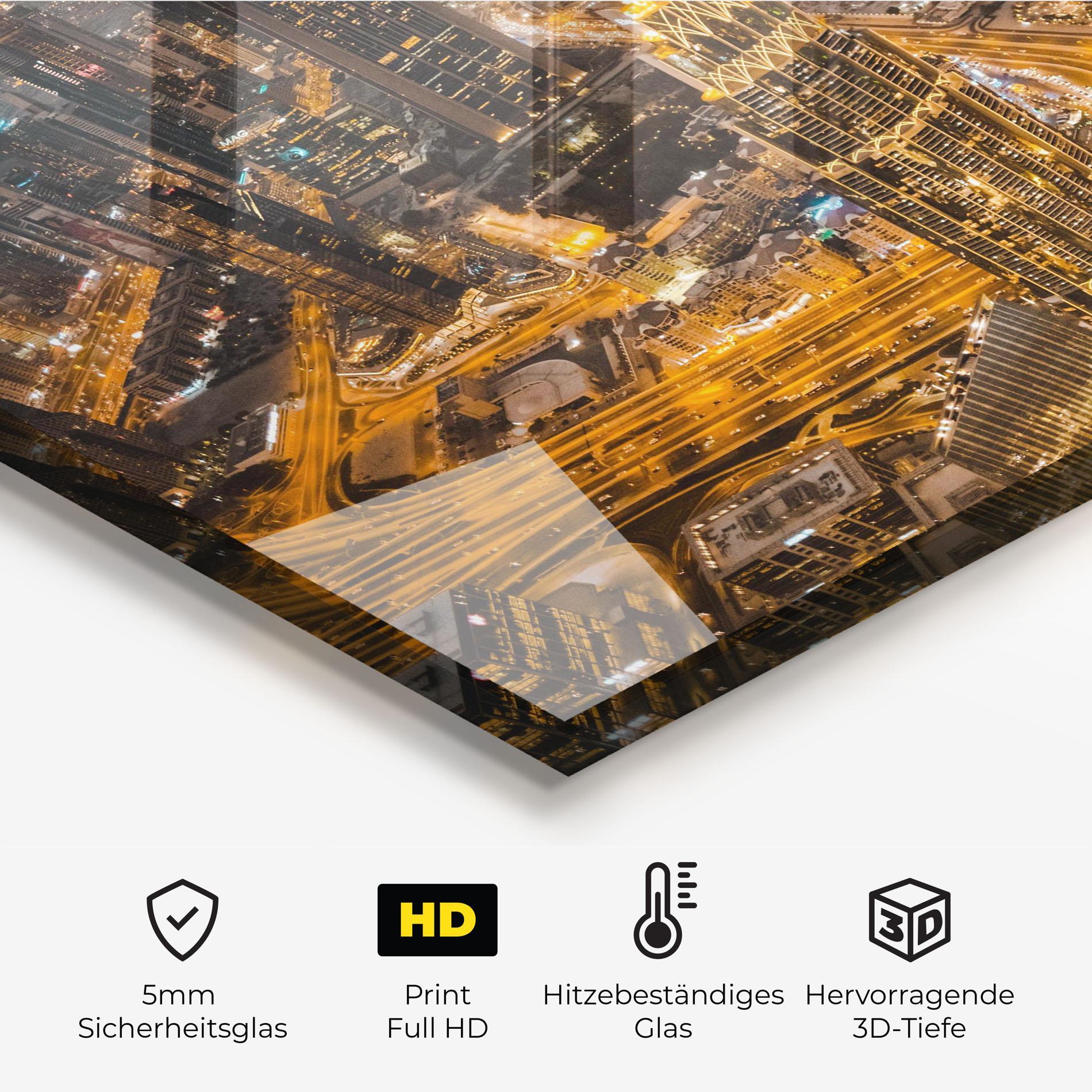 Küchenrückwand Glas Dubai Lights mockup 2