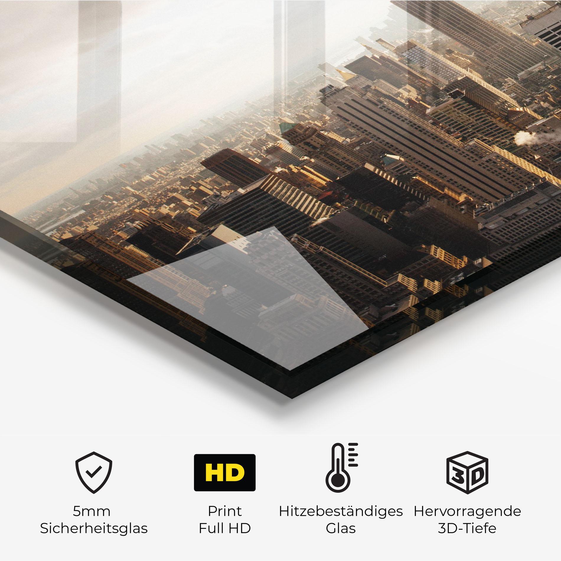 Küchenrückwand Glas Grey Cloud Buildings mockup 2