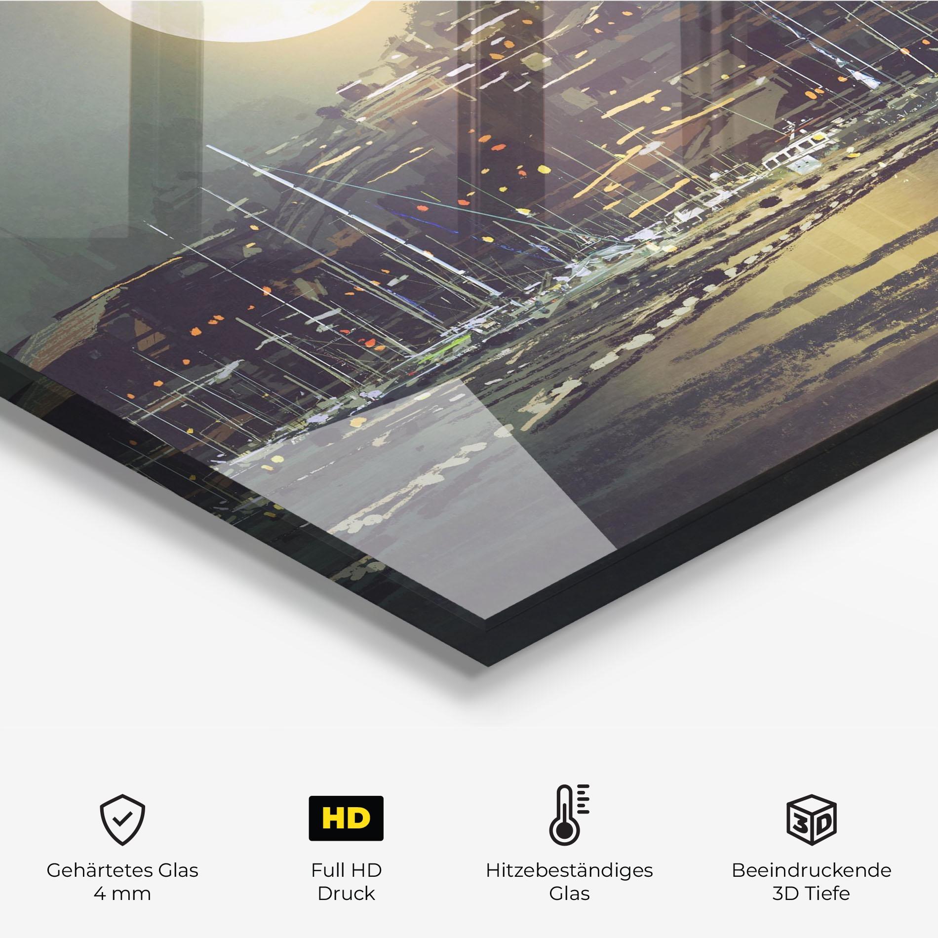 Küchenrückwand Glas City Port mockup 2