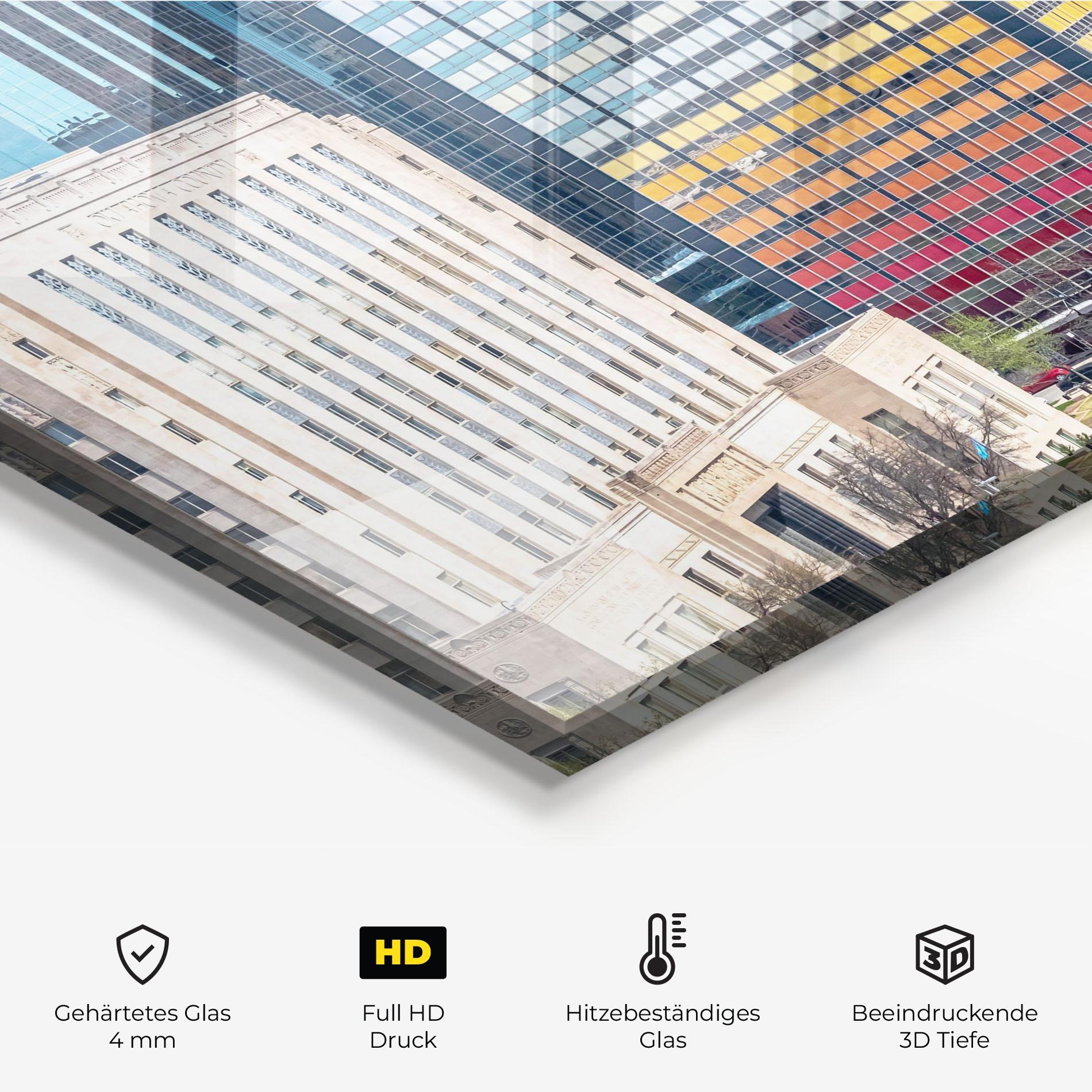 Küchenrückwand Glas Colorful Urban Building mockup 2