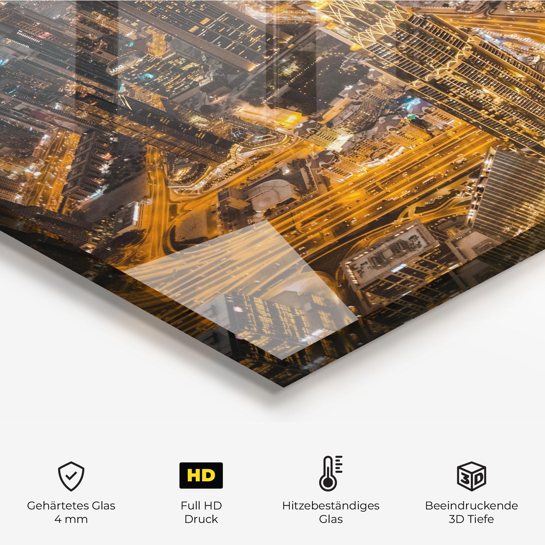 Küchenrückwand Glas Dubai Lights mockup 2