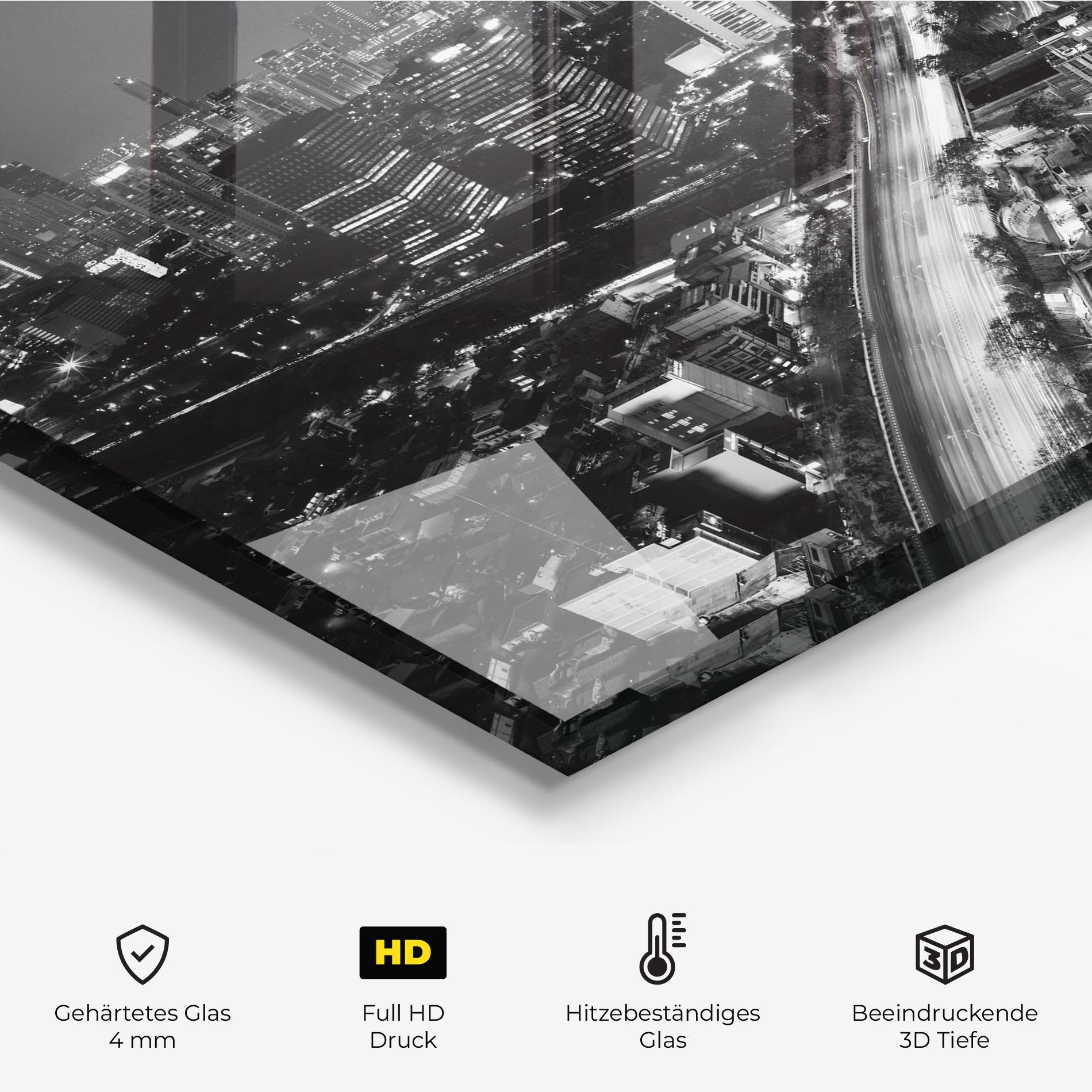 Küchenrückwand Glas Grey Lights City mockup 2