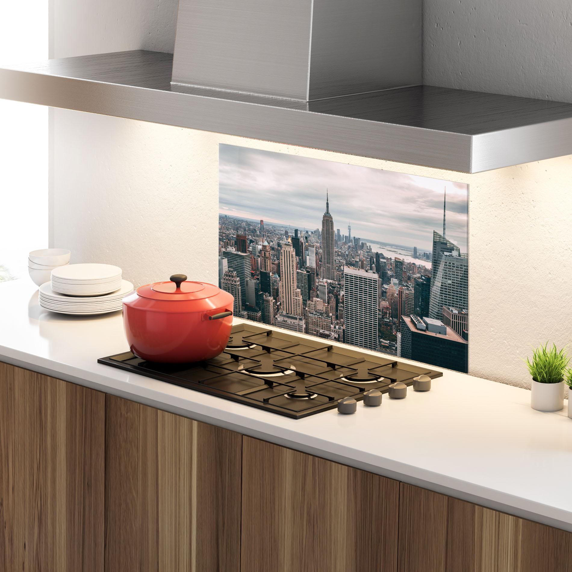 Küchenrückwand Glas High View Building mockup 4