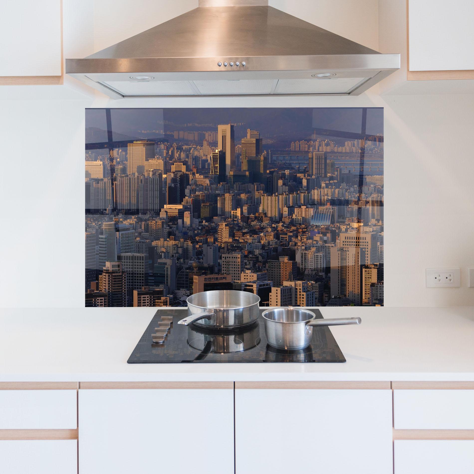 Küchenrückwand Glas Big City mockup 5