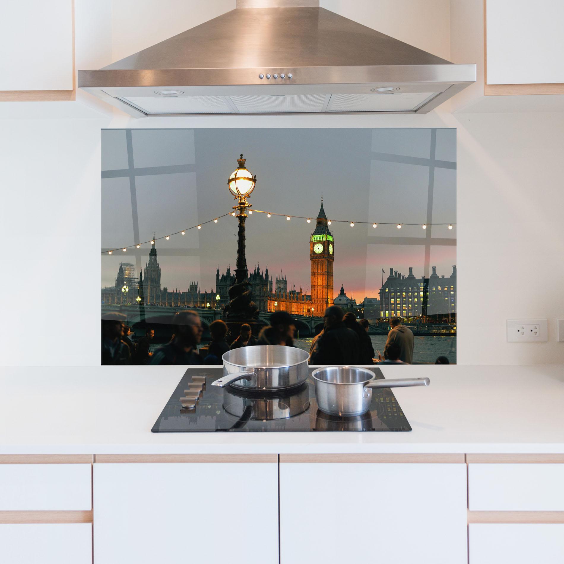 Küchenrückwand Glas Clock Lights mockup 5