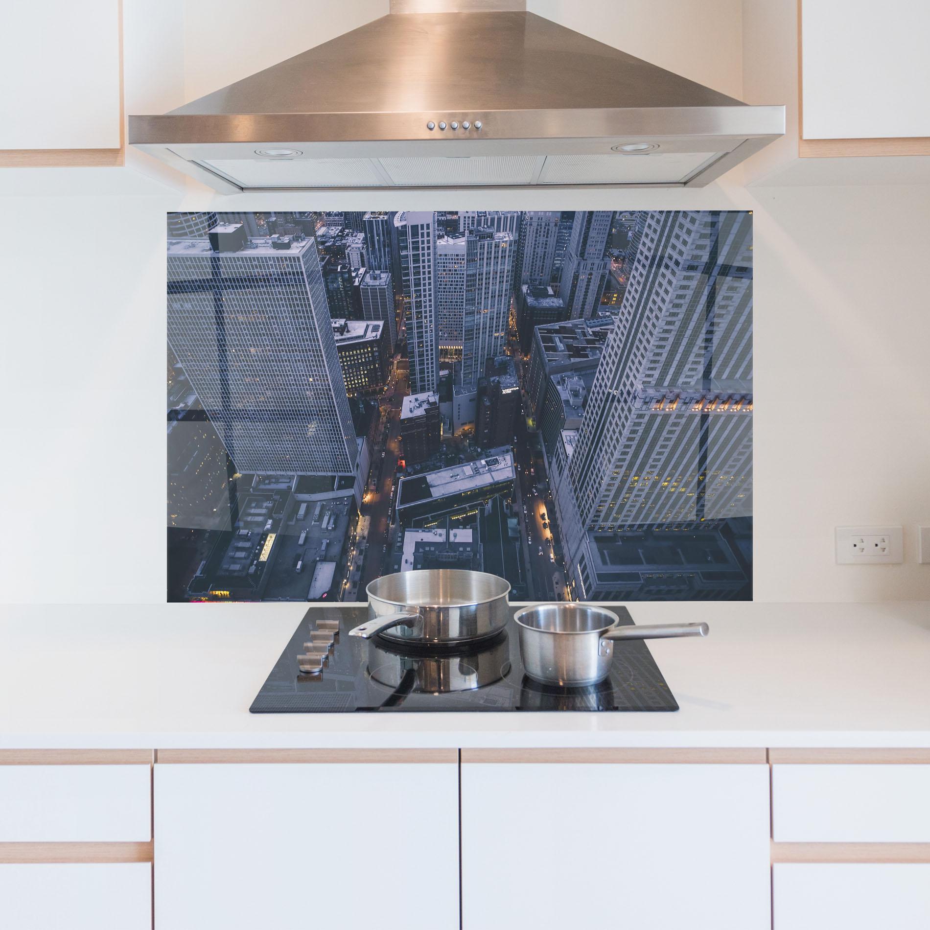 Küchenrückwand Glas Tall Buildings View mockup 5