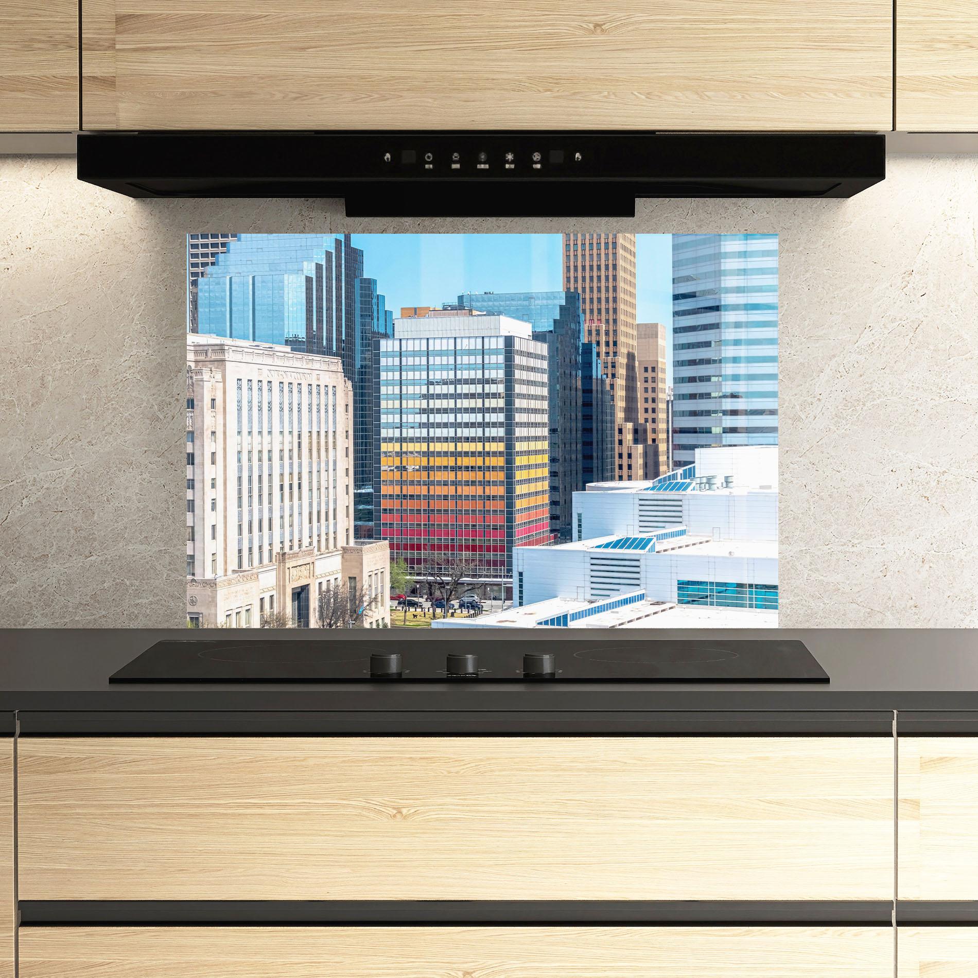 Küchenrückwand Glas Colorful Urban Building mockup 3