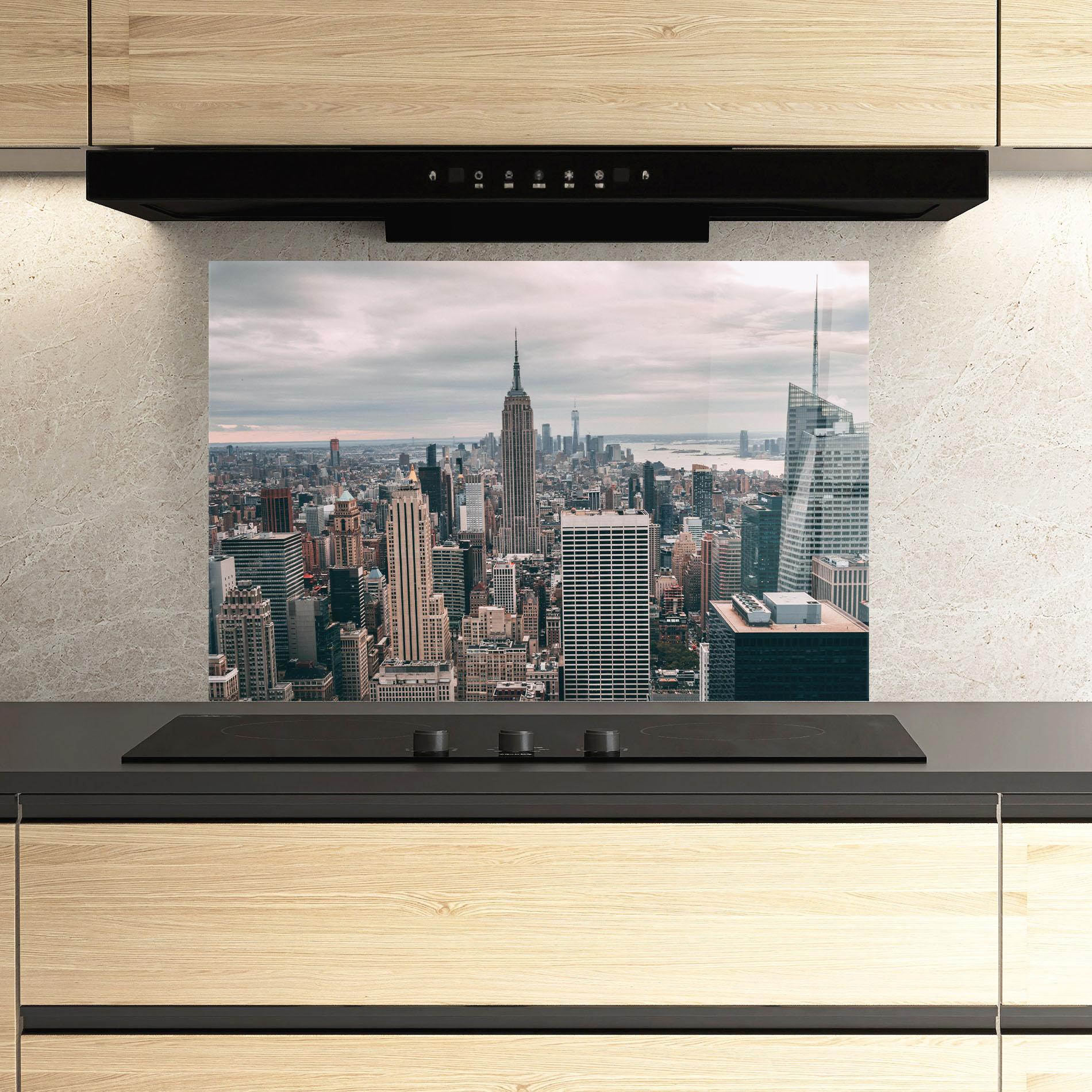 Küchenrückwand Glas High View Building mockup 3