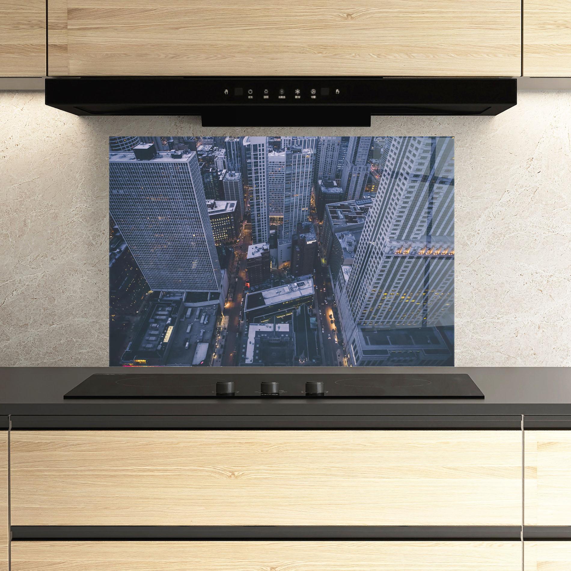 Küchenrückwand Glas Tall Buildings View mockup 3