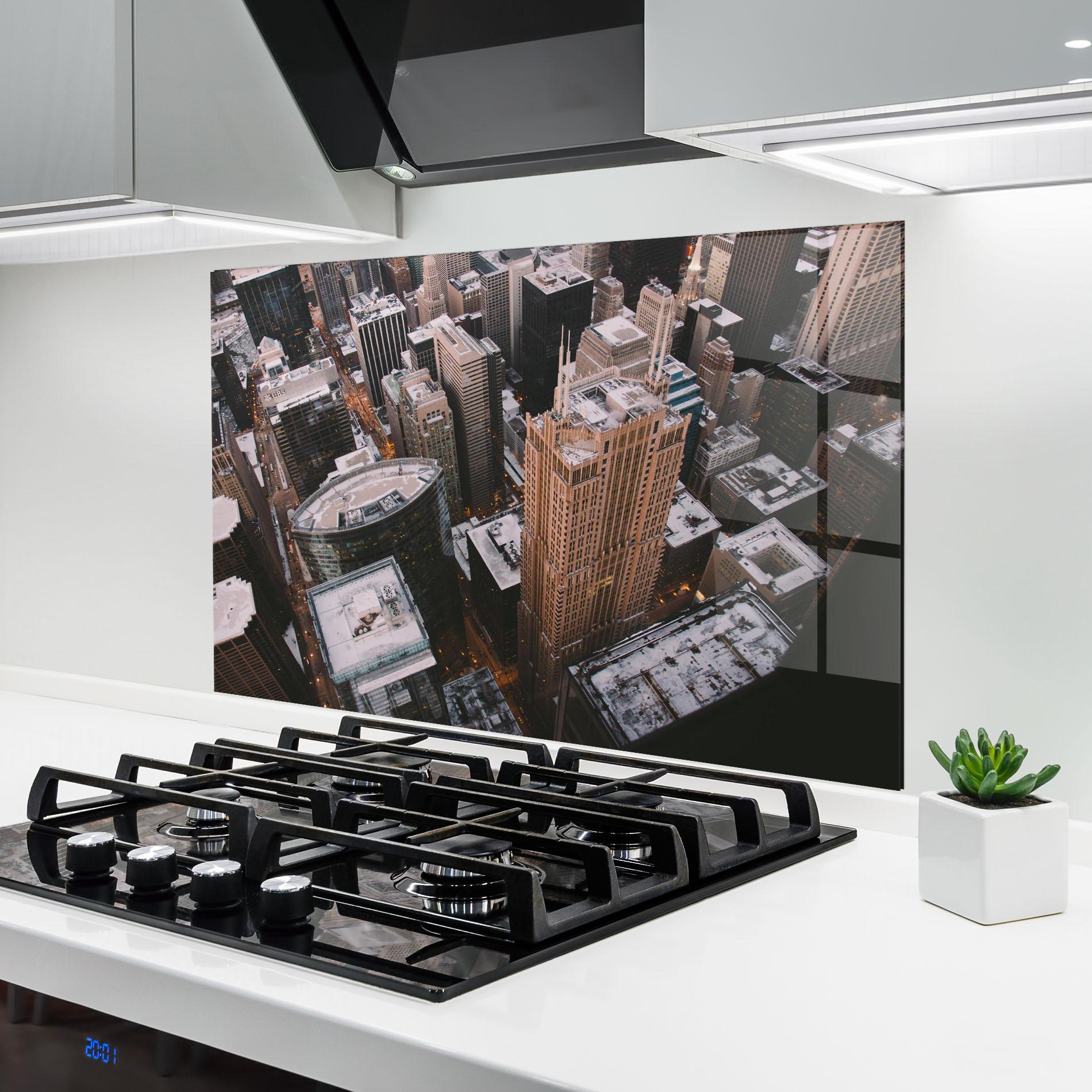 Küchenrückwand Glas Brown Tall Building mockup 6