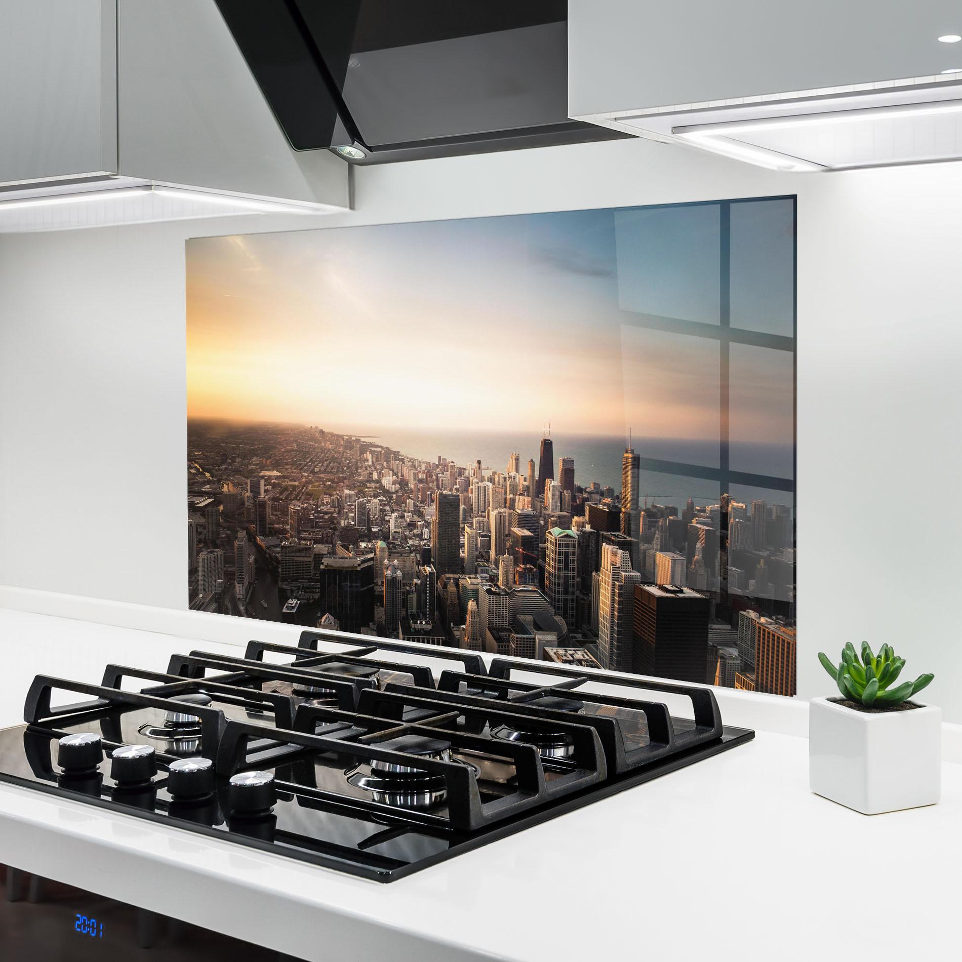 Küchenrückwand Glas City Buildings mockup 6