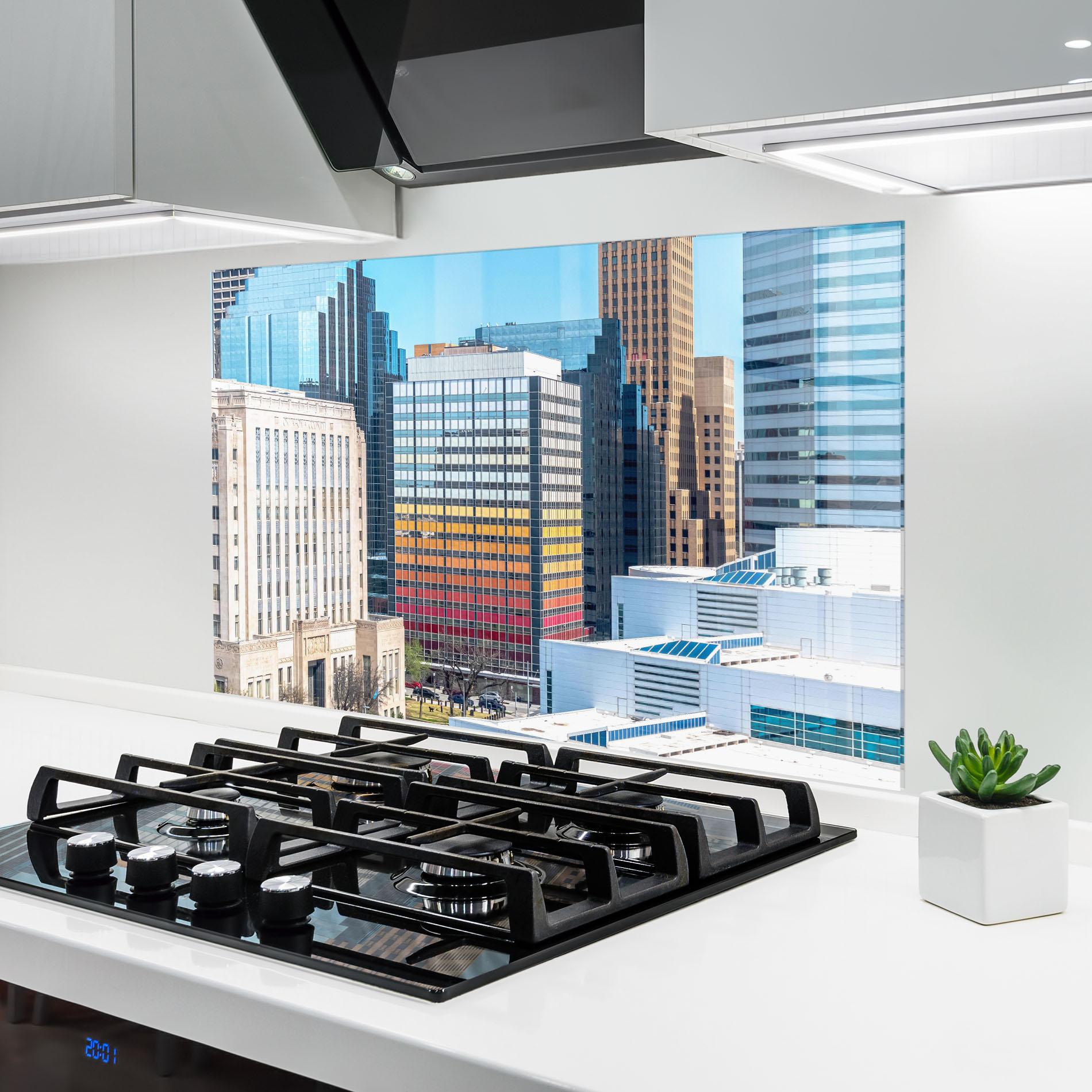 Küchenrückwand Glas Colorful Urban Building mockup 6