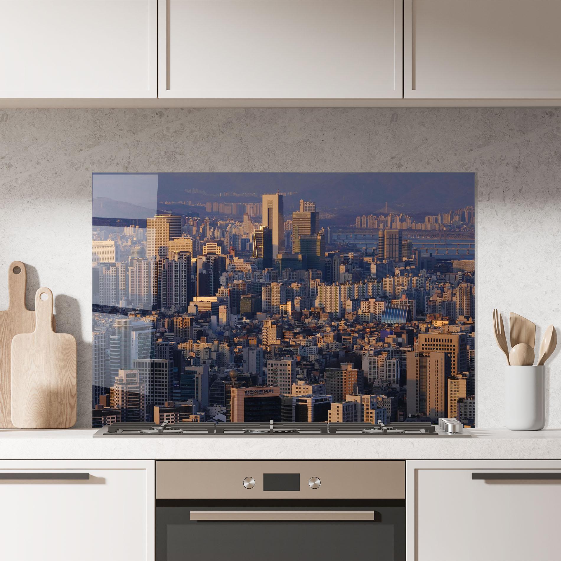 Küchenrückwand Glas Big City mockup 7