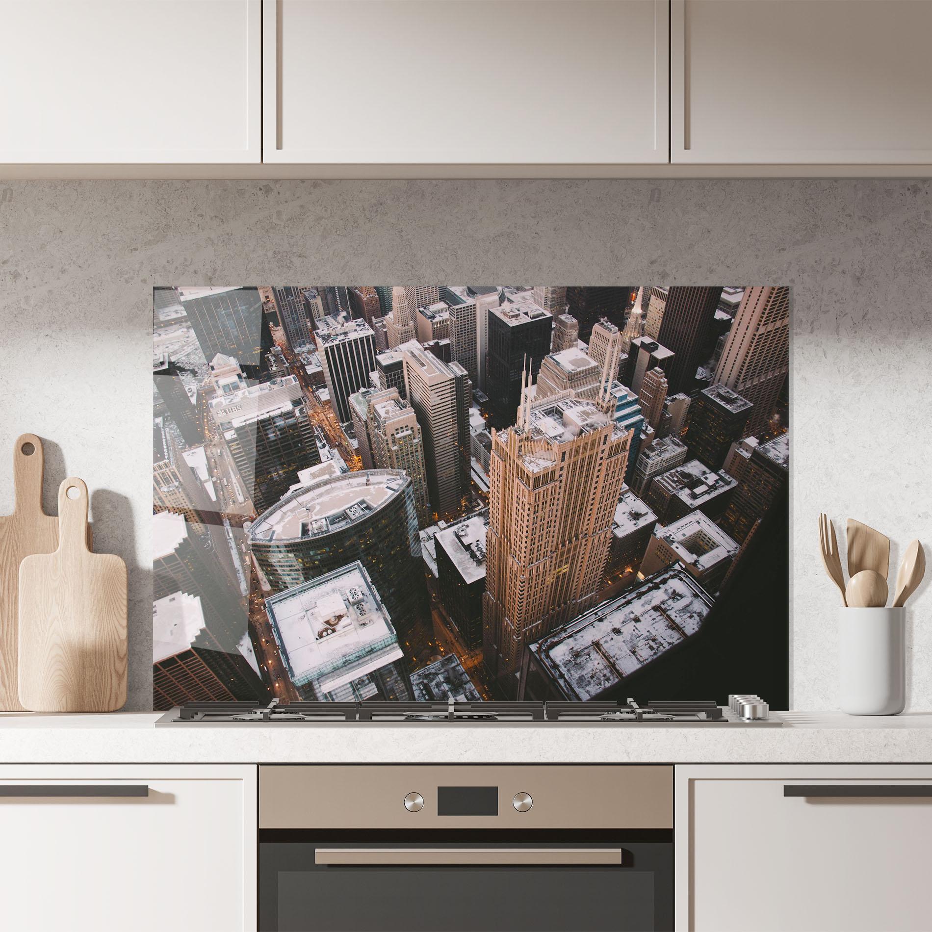 Küchenrückwand Glas Brown Tall Building mockup 7