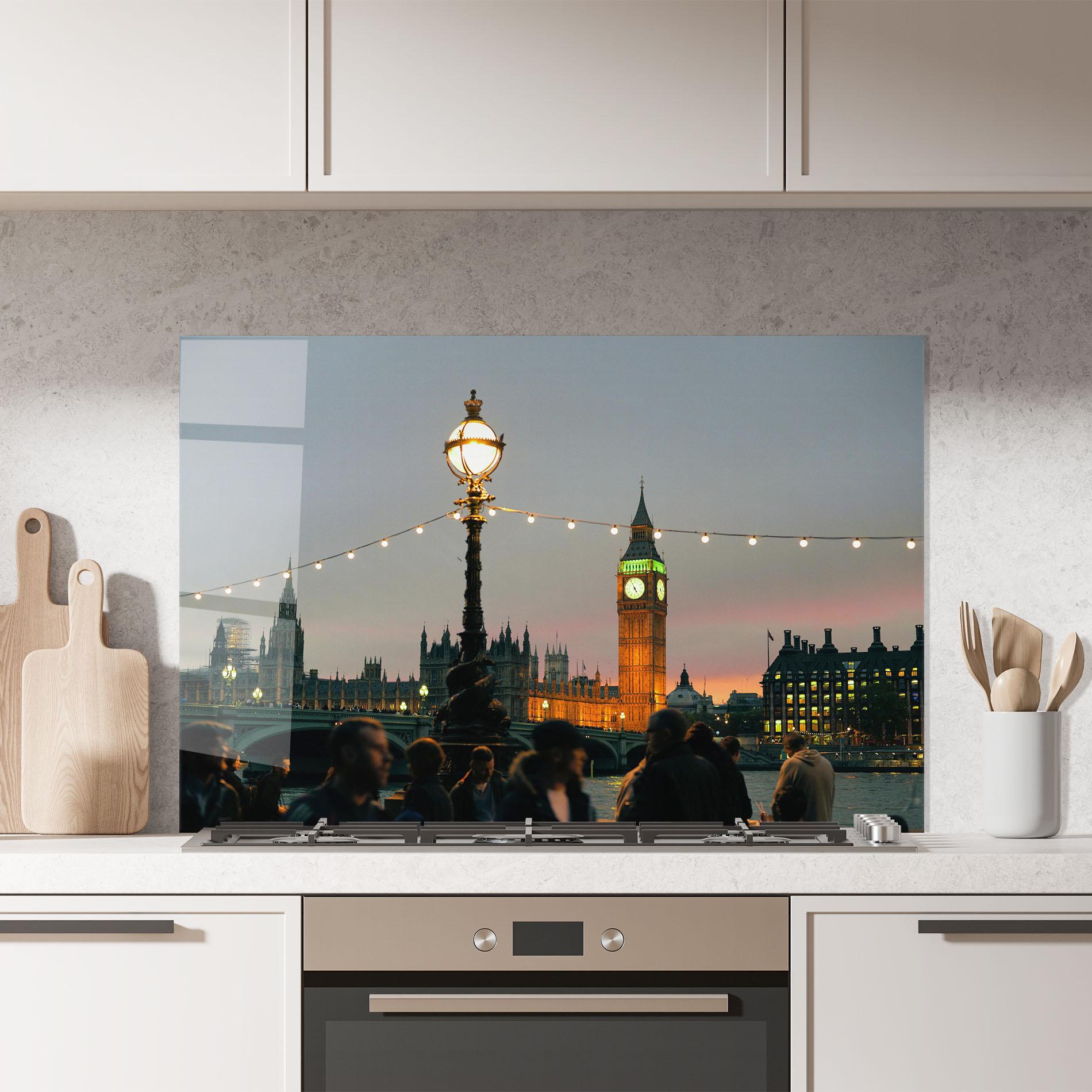 Küchenrückwand Glas Clock Lights mockup 7