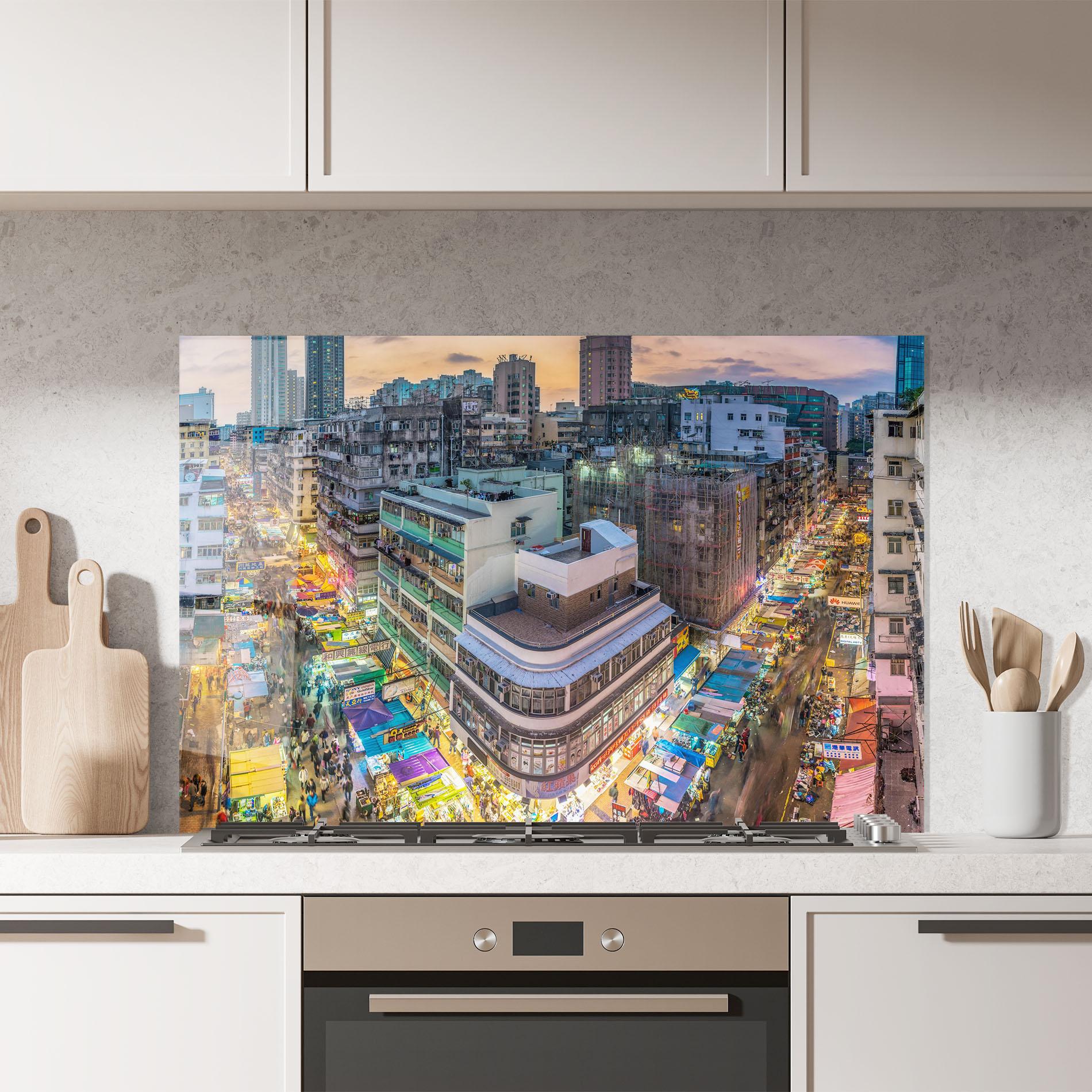 Küchenrückwand Glas Colorful Building mockup 7