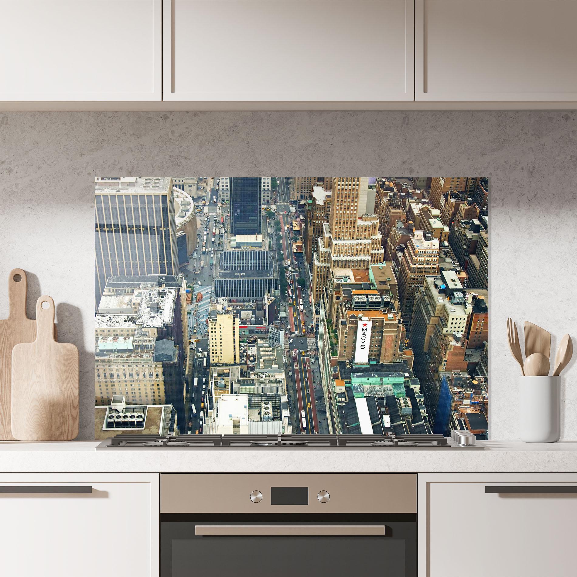 Küchenrückwand Glas Cream Tall Building mockup 7