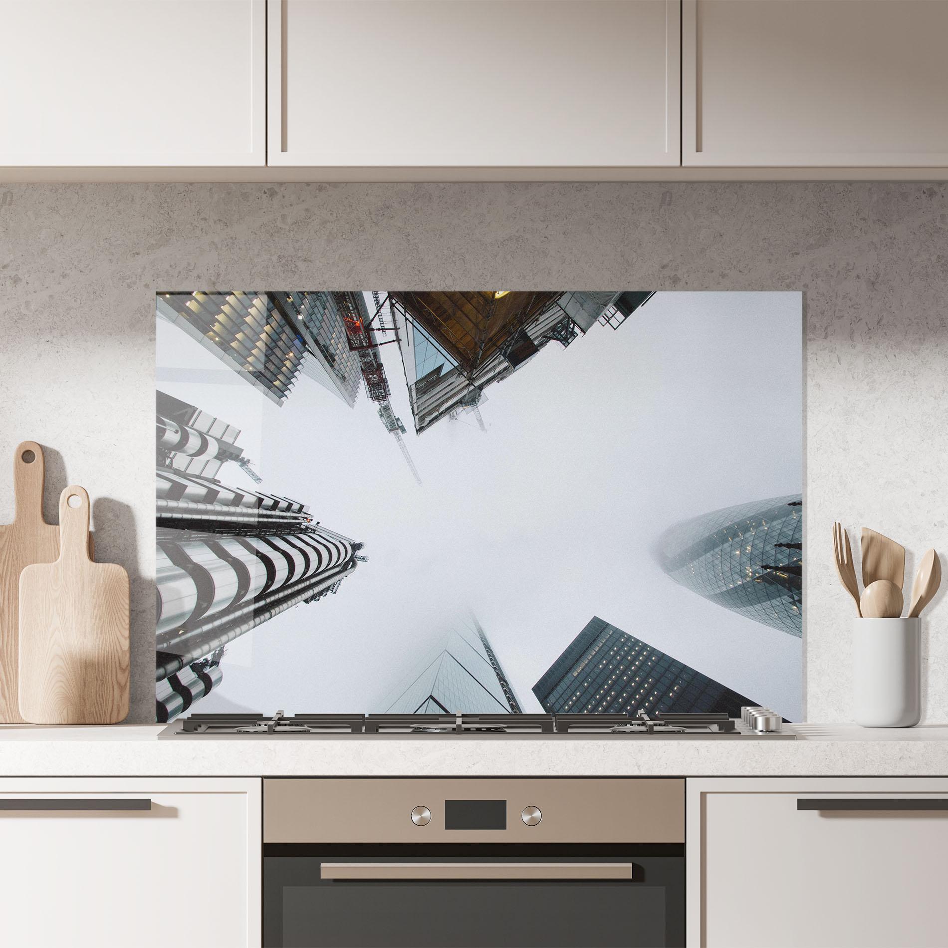 Küchenrückwand Glas Foggy Sky Tower mockup 7