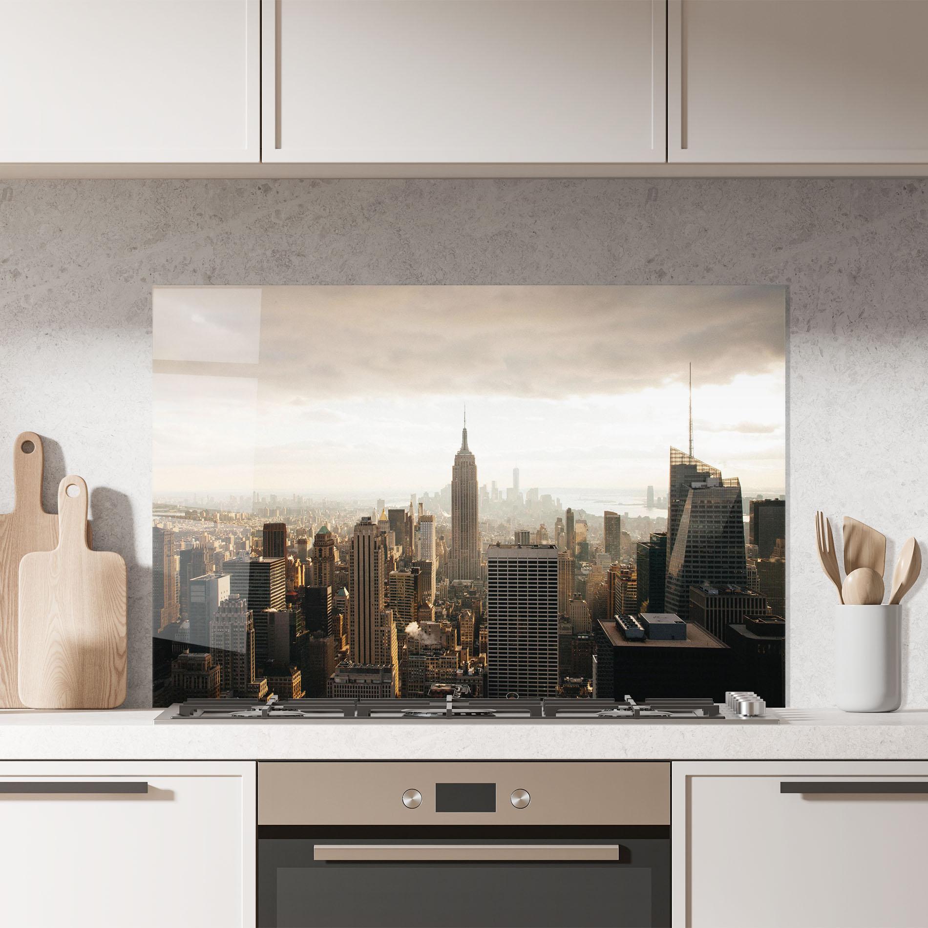 Küchenrückwand Glas Grey Cloud Buildings mockup 7