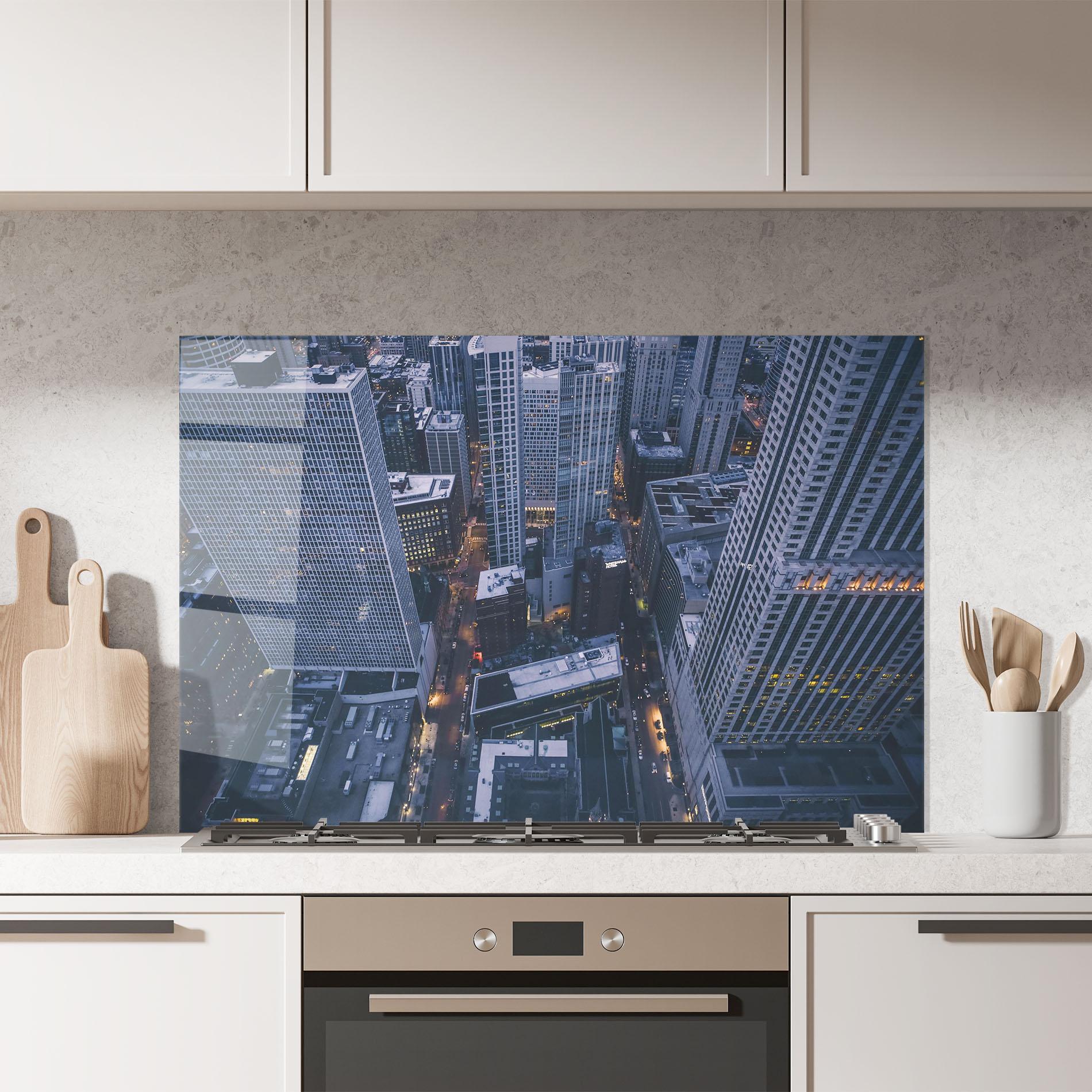 Küchenrückwand Glas Tall Buildings View mockup 7