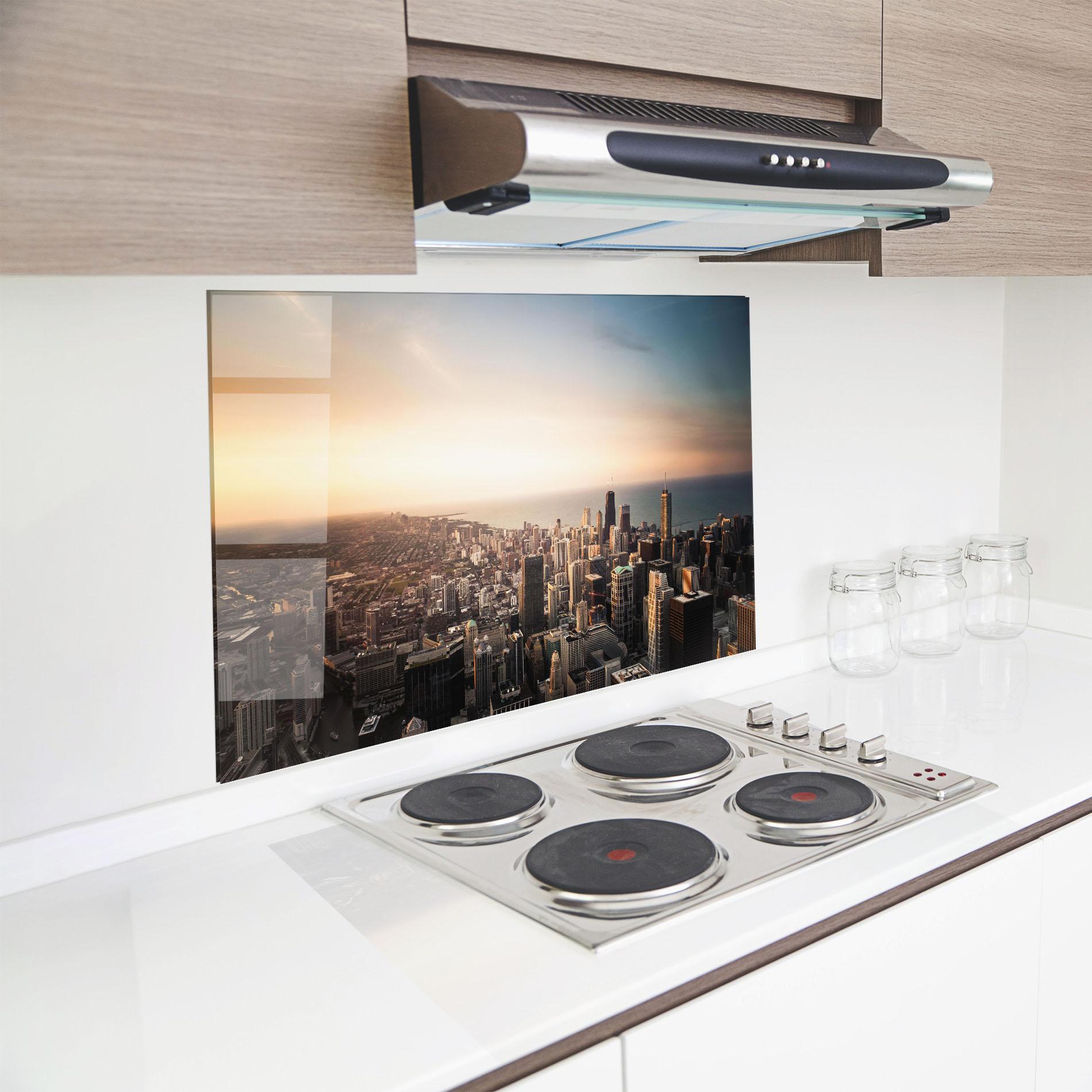Küchenrückwand Glas City Buildings mockup 8