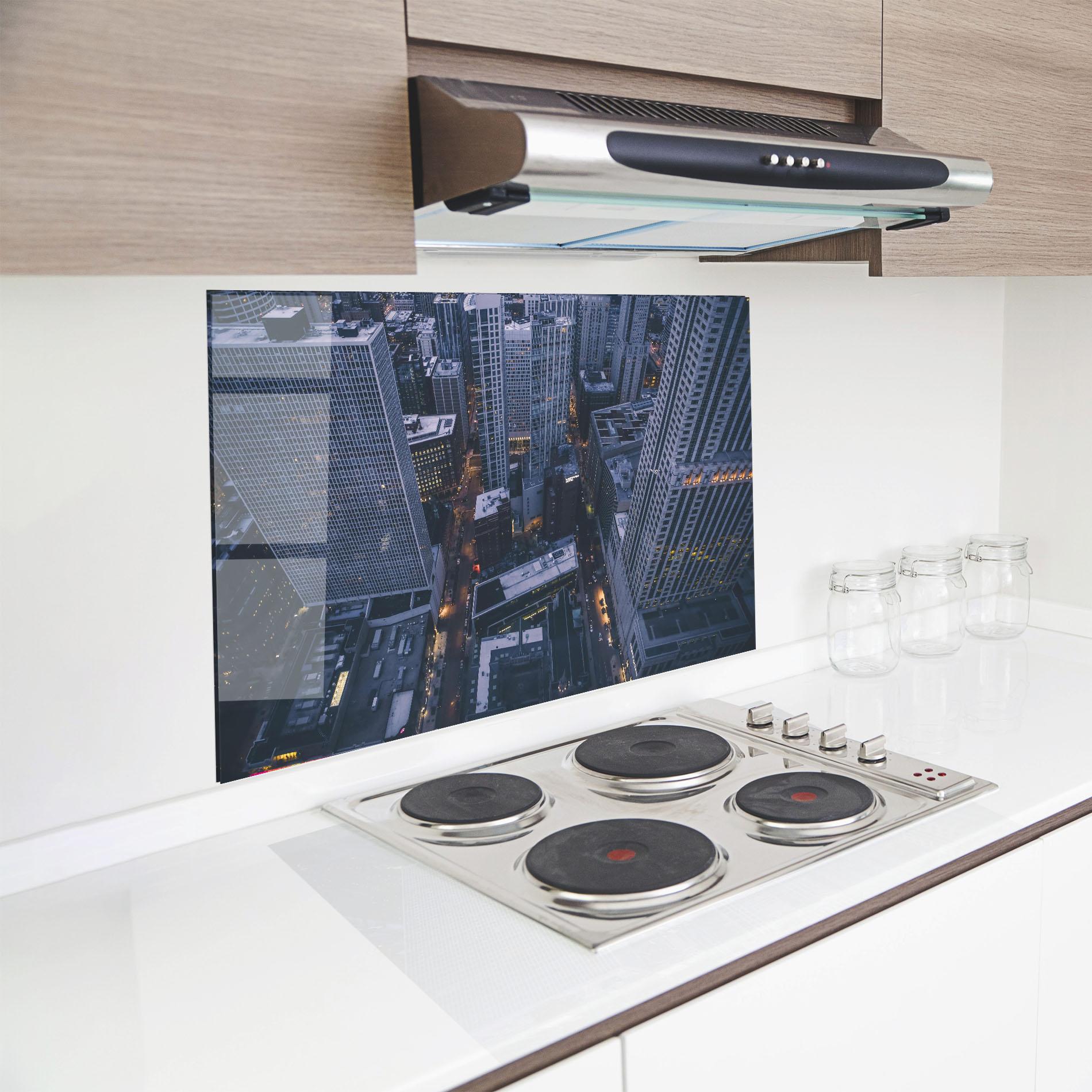 Küchenrückwand Glas Tall Buildings View mockup 8
