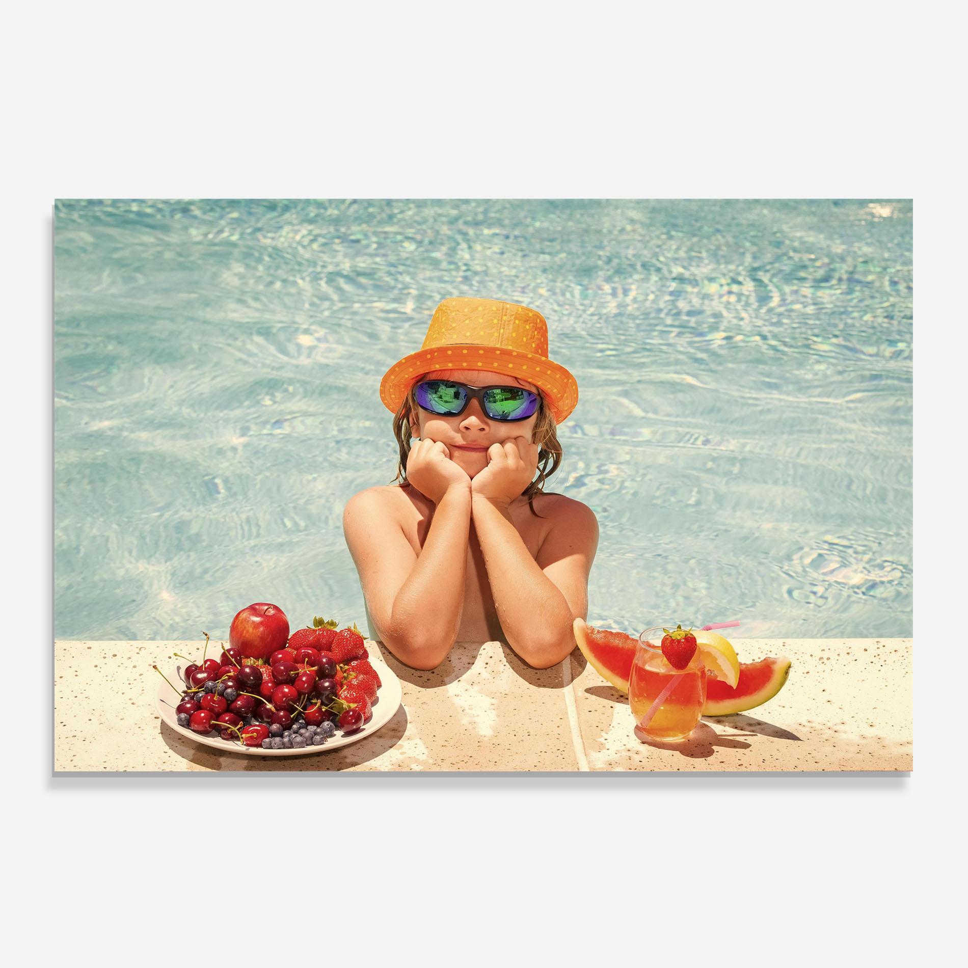 Küchenrückwand Glas Child Swimming mockup 0