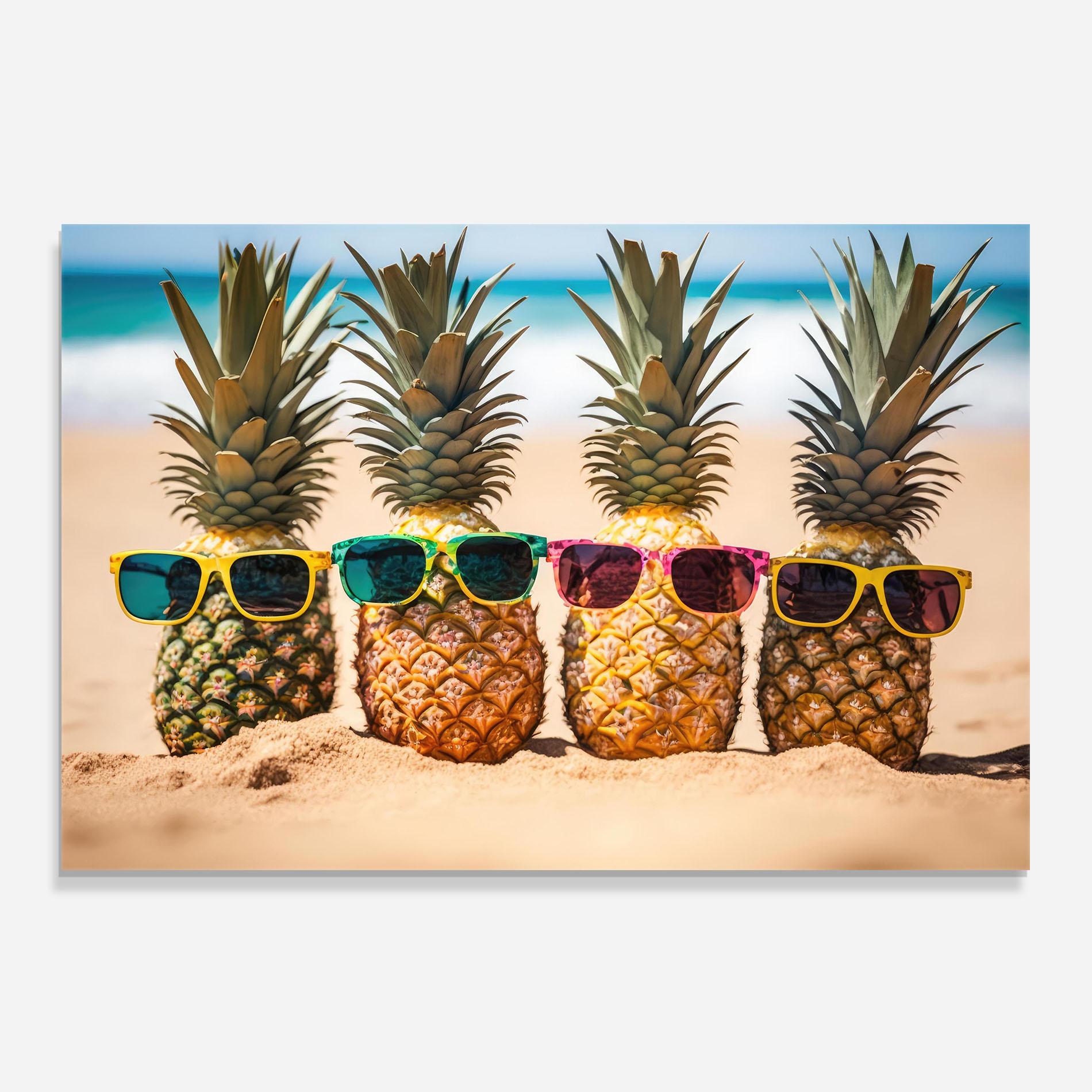 Küchenrückwand Glas Five Pineapples mockup 0