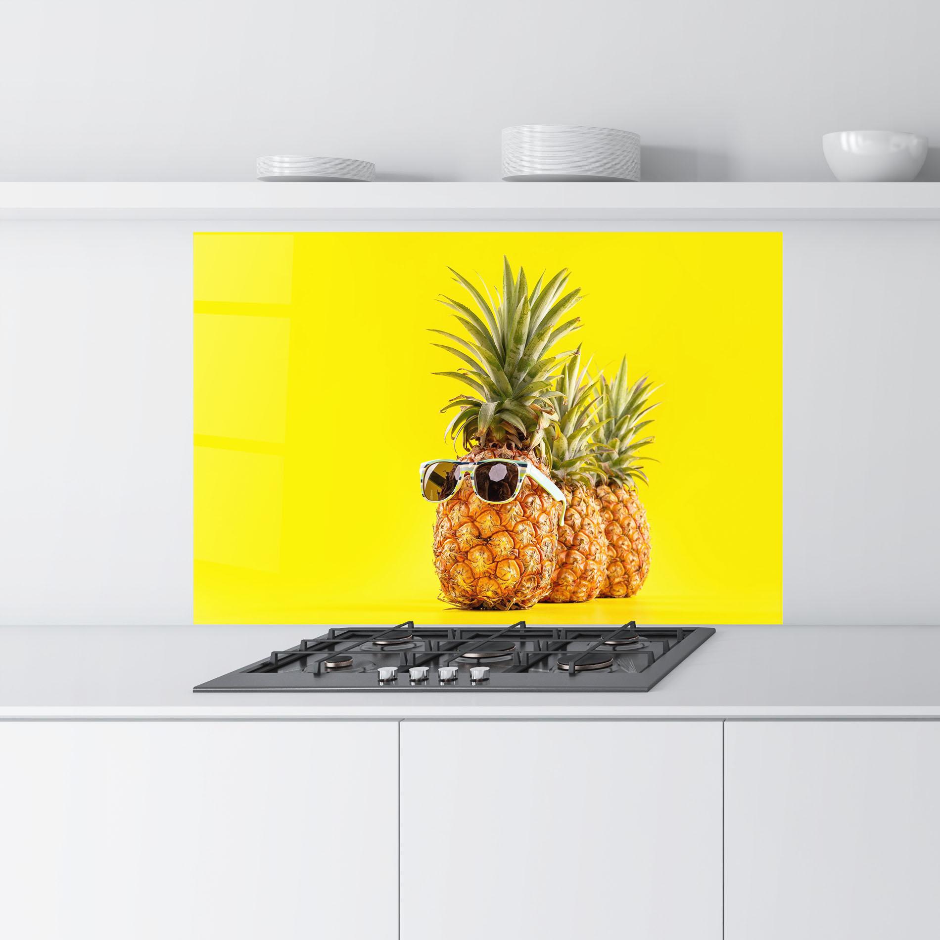 Küchenrückwand Glas Pineapple Looking Up mockup 9