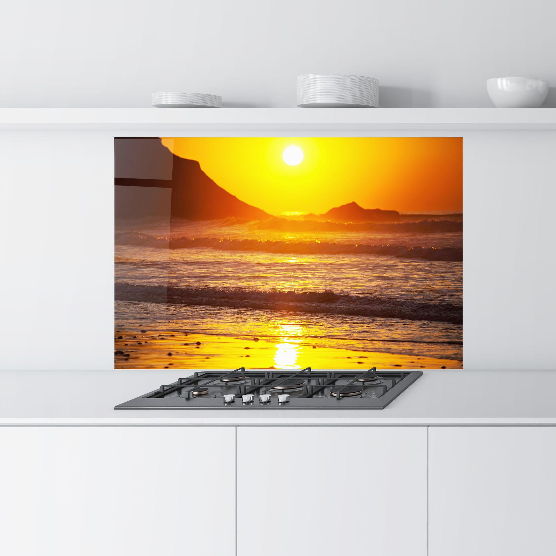 Küchenrückwand Glas Sea Sunset mockup 9
